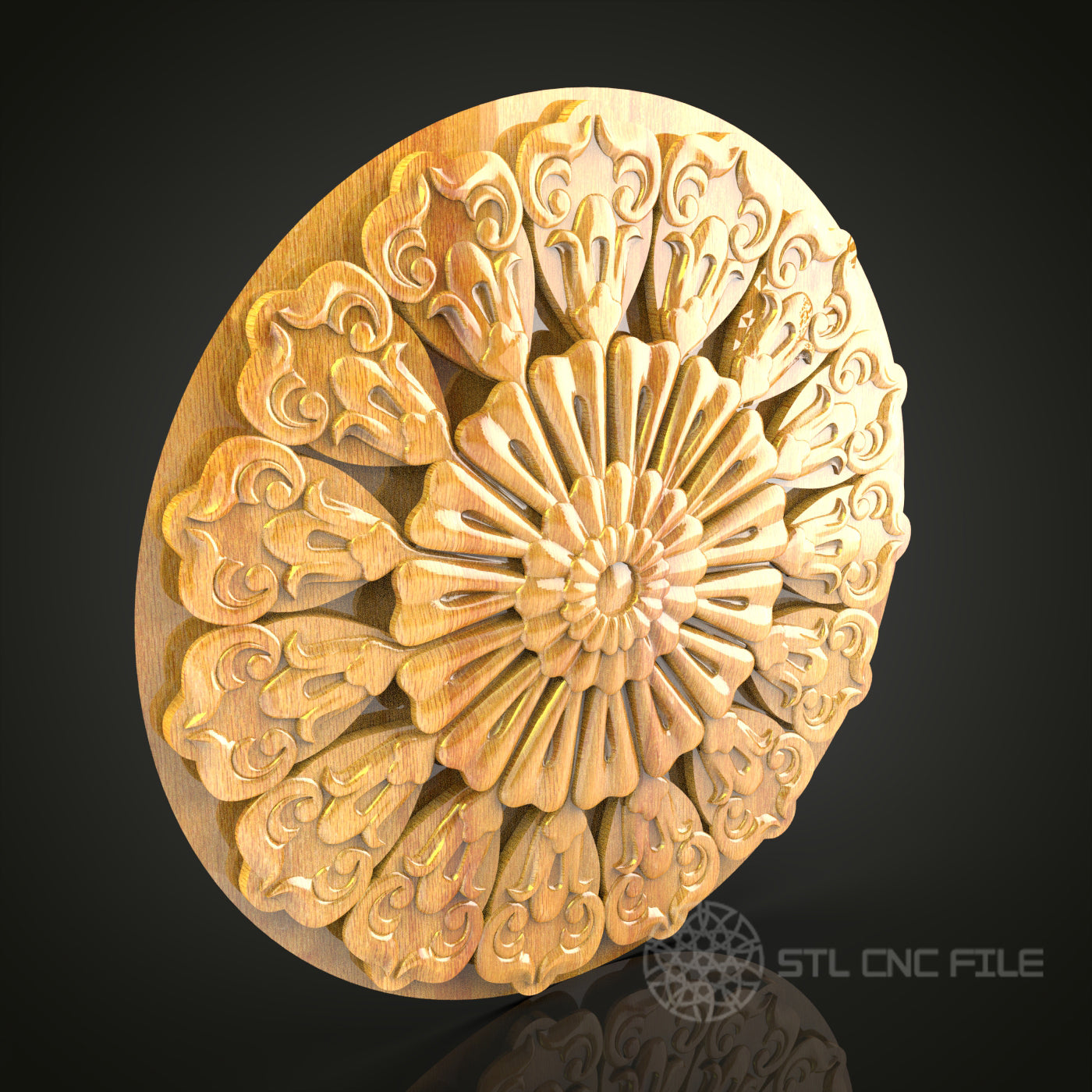 Ornate Rosette STL Model for CNC Router - Majestic Wooden Wall Decor, Artcam, Aspire, CNC Files