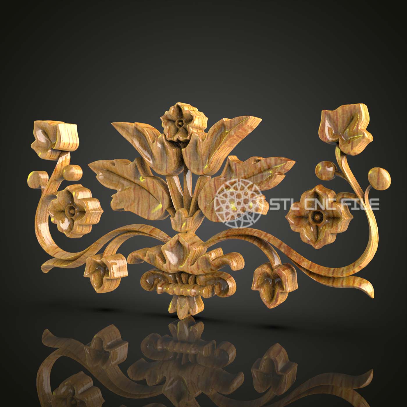 Ornamental Floral Design STL Model for CNC Router Engraving, Digital Carving Files, Elegant Wood Art, Wall Decor Craft, 3D Artcam Aspire, Home Decor CNC
