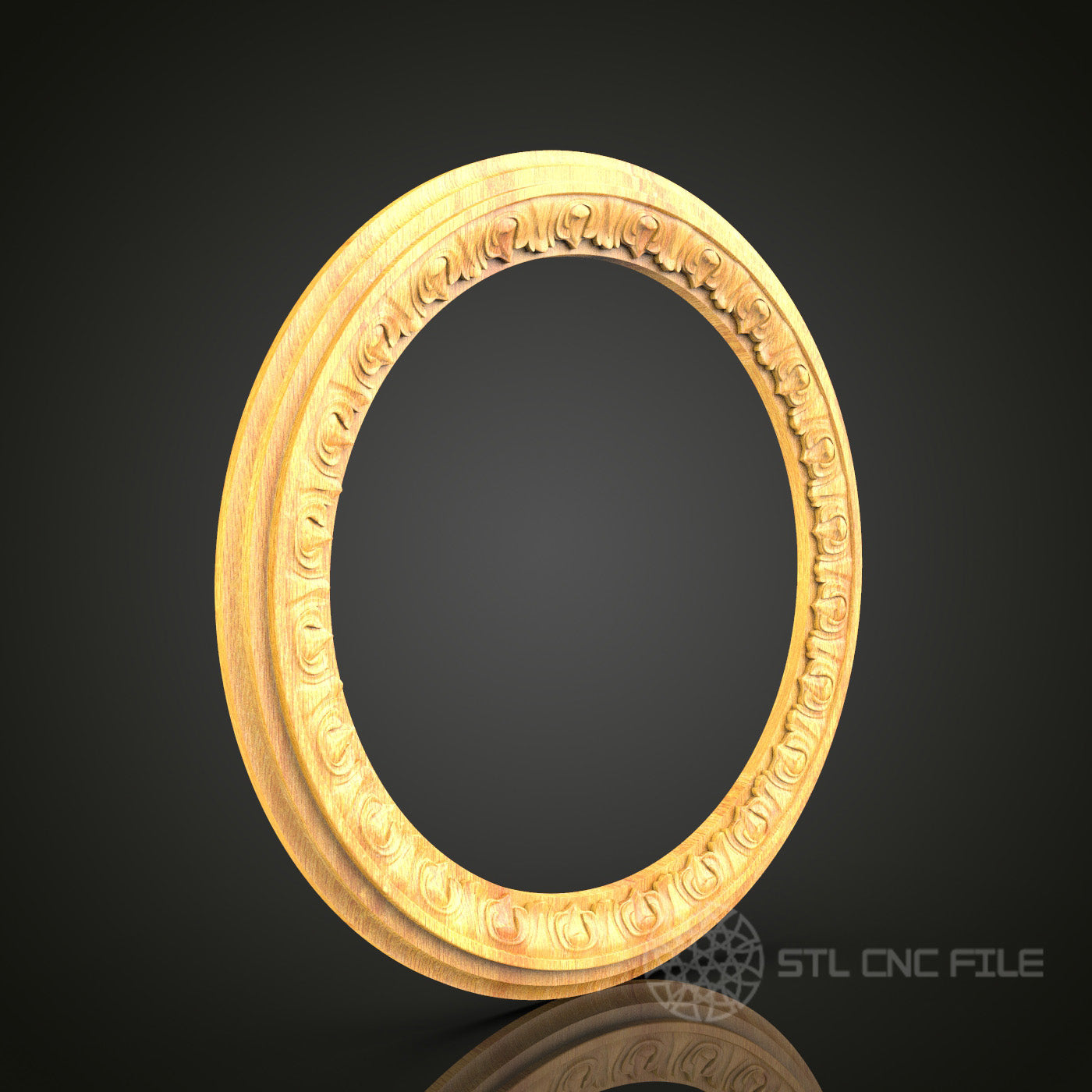 Ornamental Round Frame STL Model for CNC Router, Artcam Aspire Files, Classic Decorative Wall Art