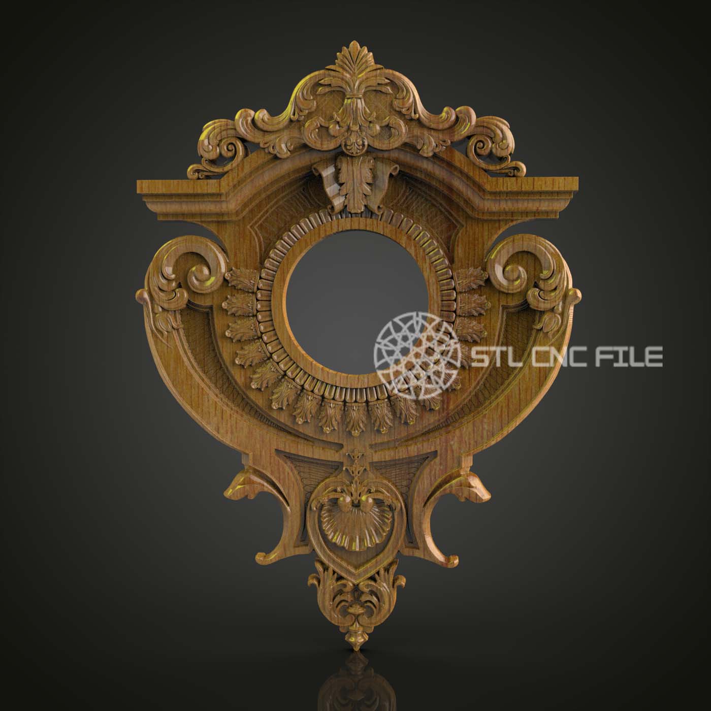 Ornate Baroque Clock Frame STL Model - CNC Engraving Files for Luxury Watch, Artcam Aspire Compatible