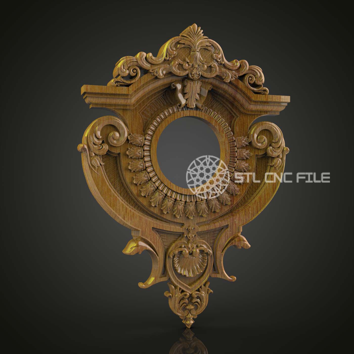 Ornate Baroque Clock Frame STL Model - CNC Engraving Files for Luxury Watch, Artcam Aspire Compatible