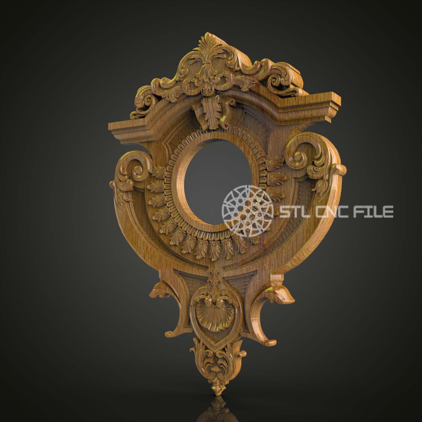Ornate Baroque Clock Frame STL Model - CNC Engraving Files for Luxury Watch, Artcam Aspire Compatible