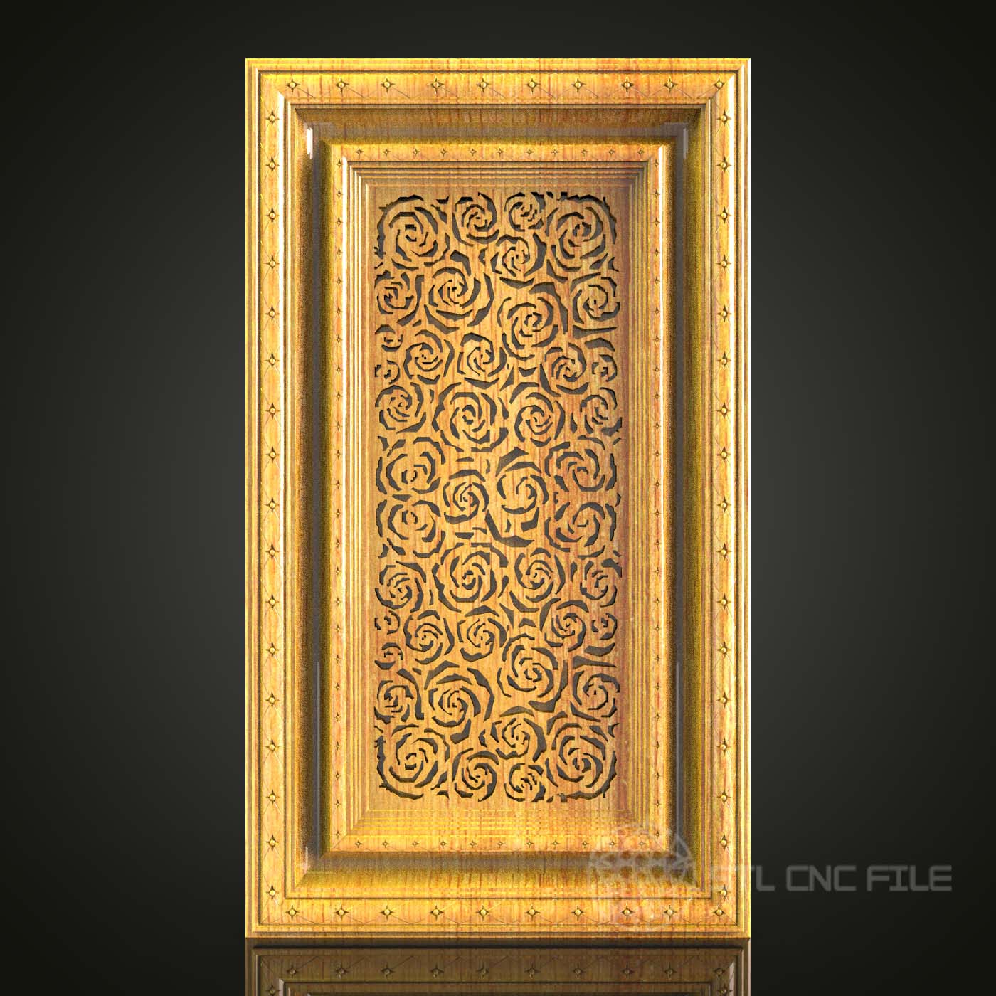 Ornate Rose Panel STL - Elegant CNC Engraving ArtcamAspire