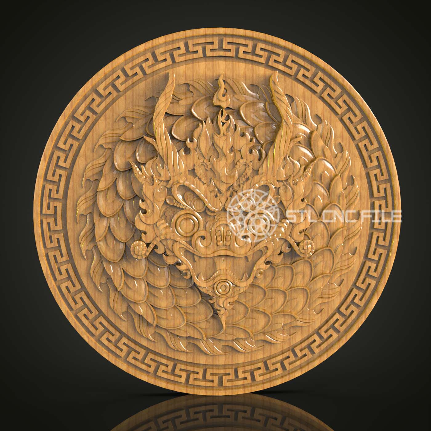 Phoenix Rebirth STL Model for CNC, Mythical Bird Carving File, Artcam Aspire Engraving, Greek Key Border Art, Eternal Flame Wall Decor, Mystical CNC Pattern