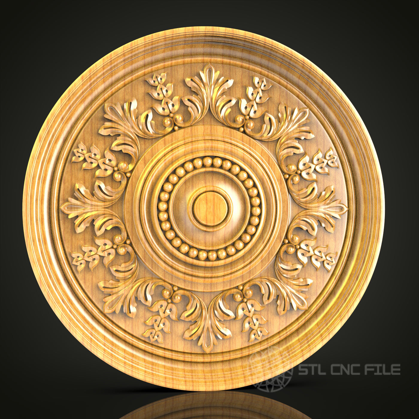 Renaissance Floral Medallion STL Model for CNC Router - Luxurious Wood Decor, Artcam, Aspire, CNC Files