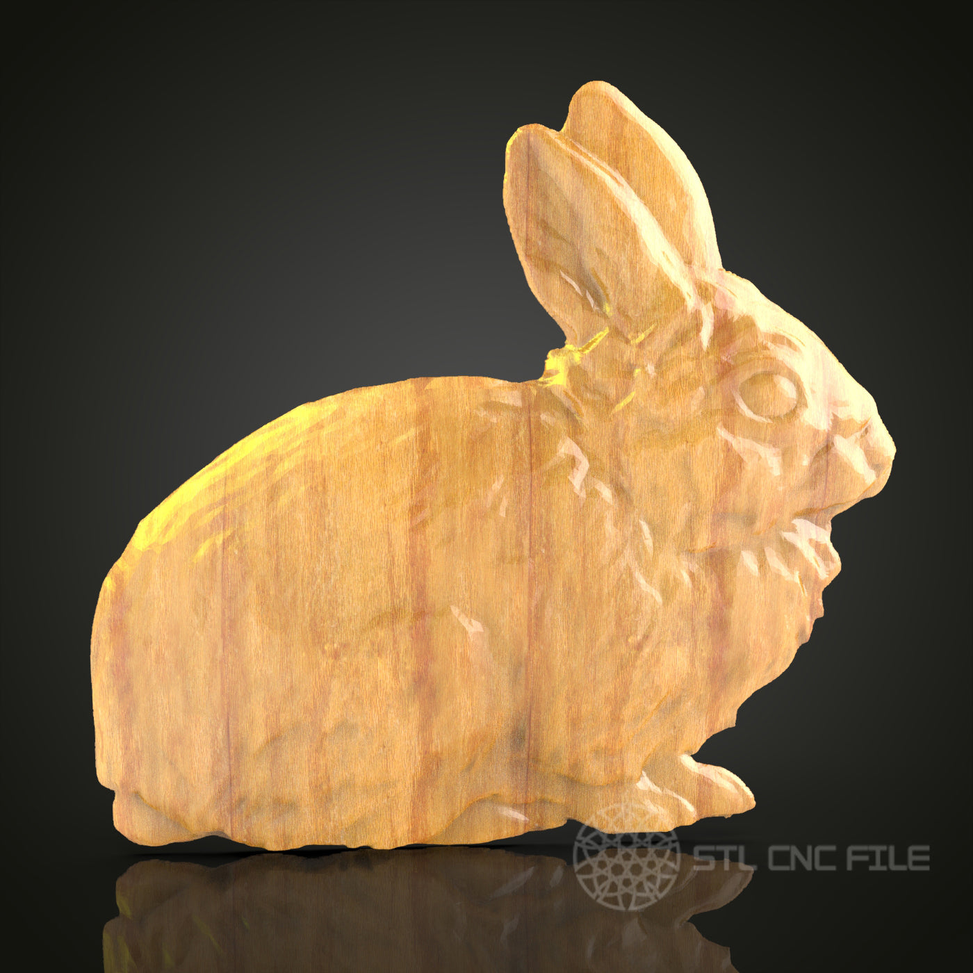 Rabbit 3D STL Model for CNC Router - Detailed Bunny Wood Carving Digital File, Garden Decor