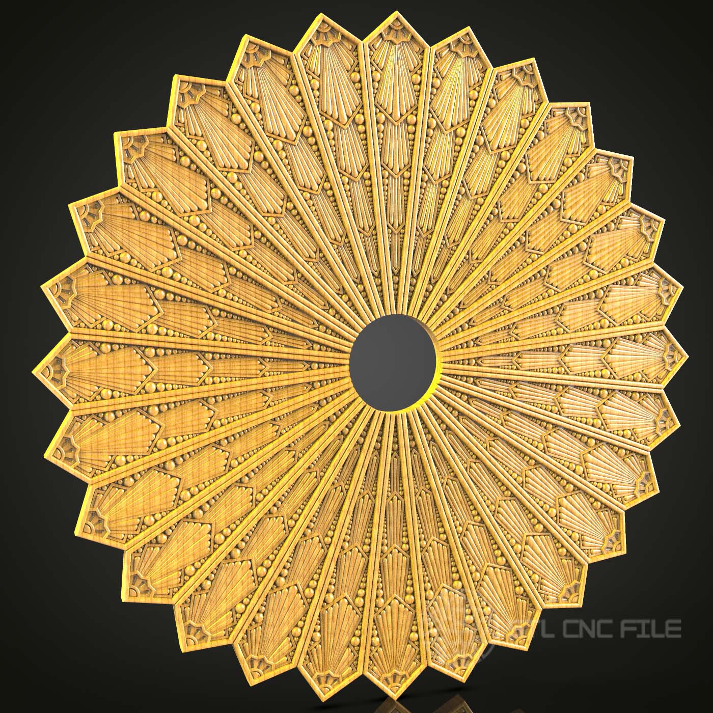 Radiant Sunburst CNC Wall Panel, STL Model, Unique Wood Art Decor