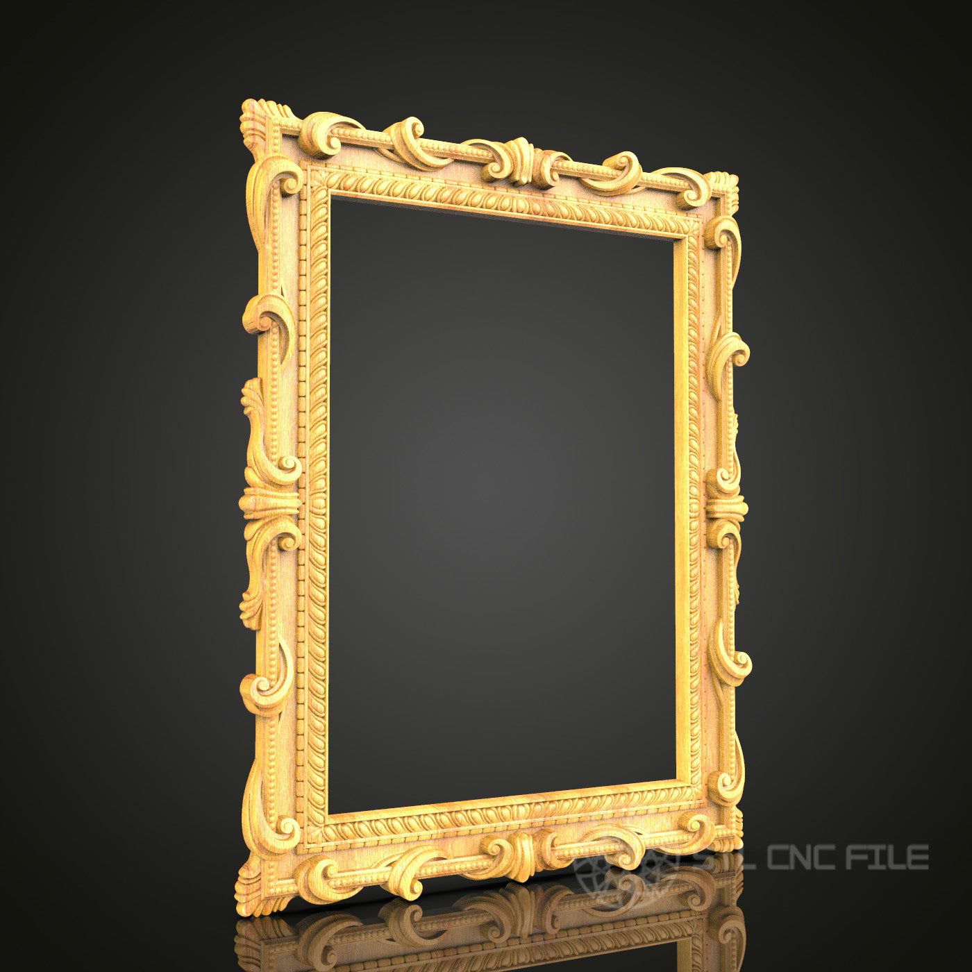 Regal Baroque Wood Frame STL Model for CNC Routers - Perfect for Artcam, Aspire Enthusiasts - Exquisite Wall Art Decor