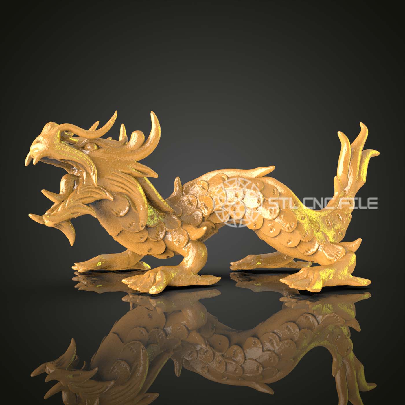 Regal Dragon STL File for CNC Routers - Artcam, Aspire, Engraving CNC Files, Wood Carving Art, Wall Decor