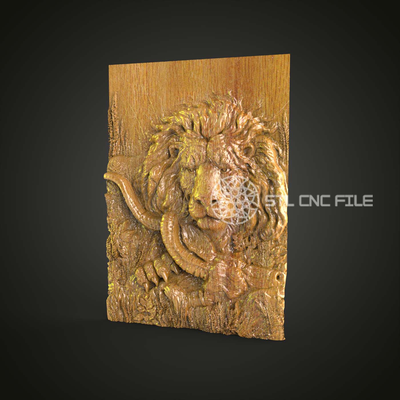 Regal Lion Portrait 3D STL Model, CNC Router Ready, for Artcam & Aspire Engraving, Perfect for Wood Art and Wall Decor Projects