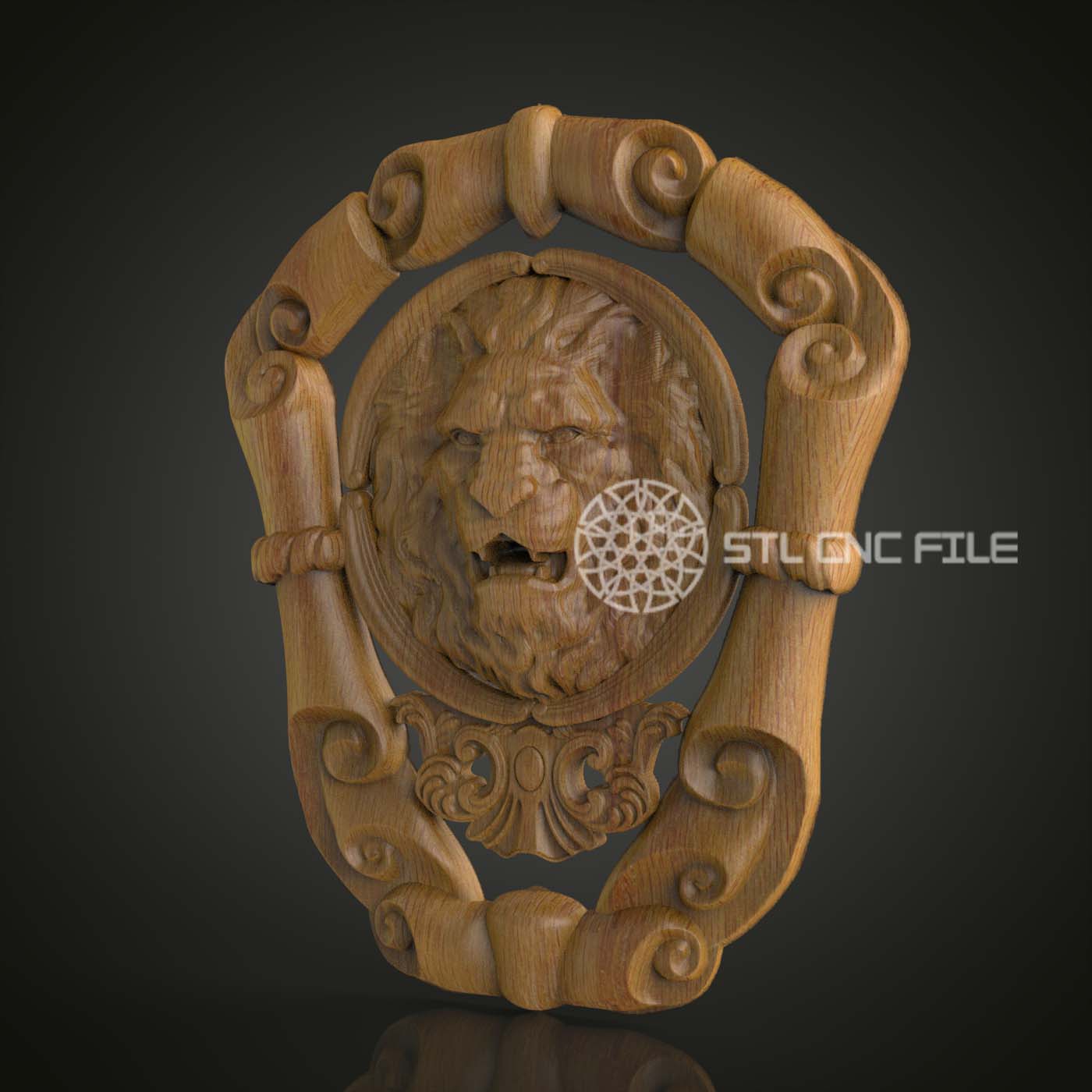 Roaring Lion Shield 3D STL Model, Ideal for CNC Wood Engraving, Compatible with Artcam & Aspire, Perfect for Regal Wall Art