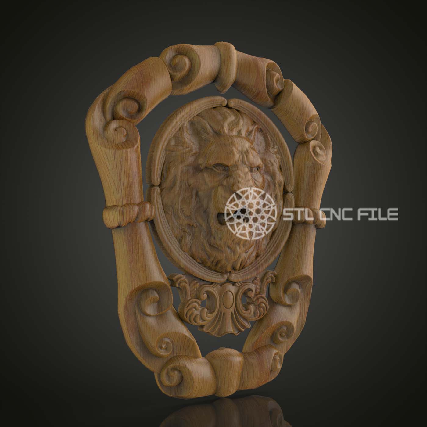 Roaring Lion Shield 3D STL Model, Ideal for CNC Wood Engraving, Compatible with Artcam & Aspire, Perfect for Regal Wall Art
