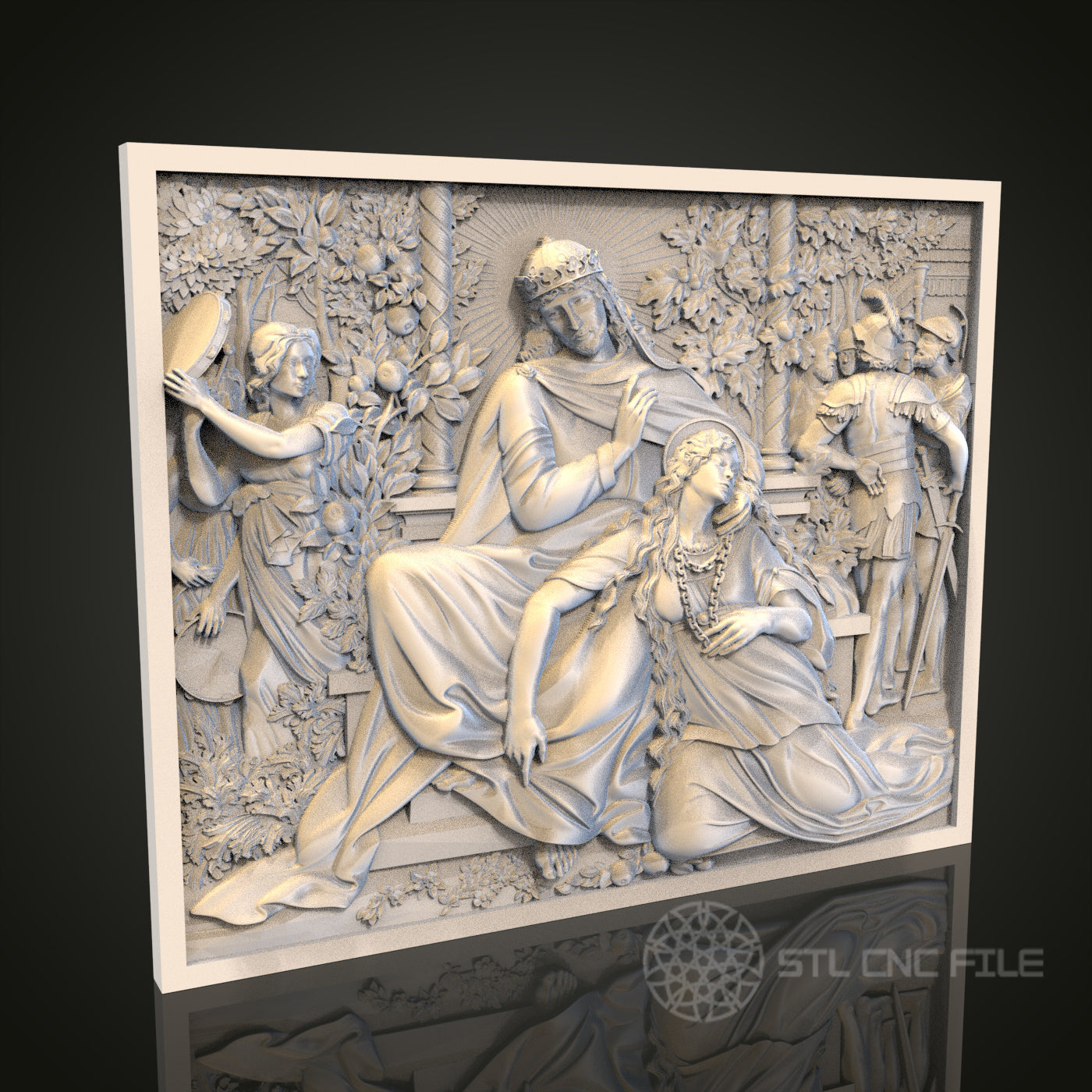 Royal Court Drama STL Model for CNC Router, Artcam, Aspire, Elegant Historical Wall Art