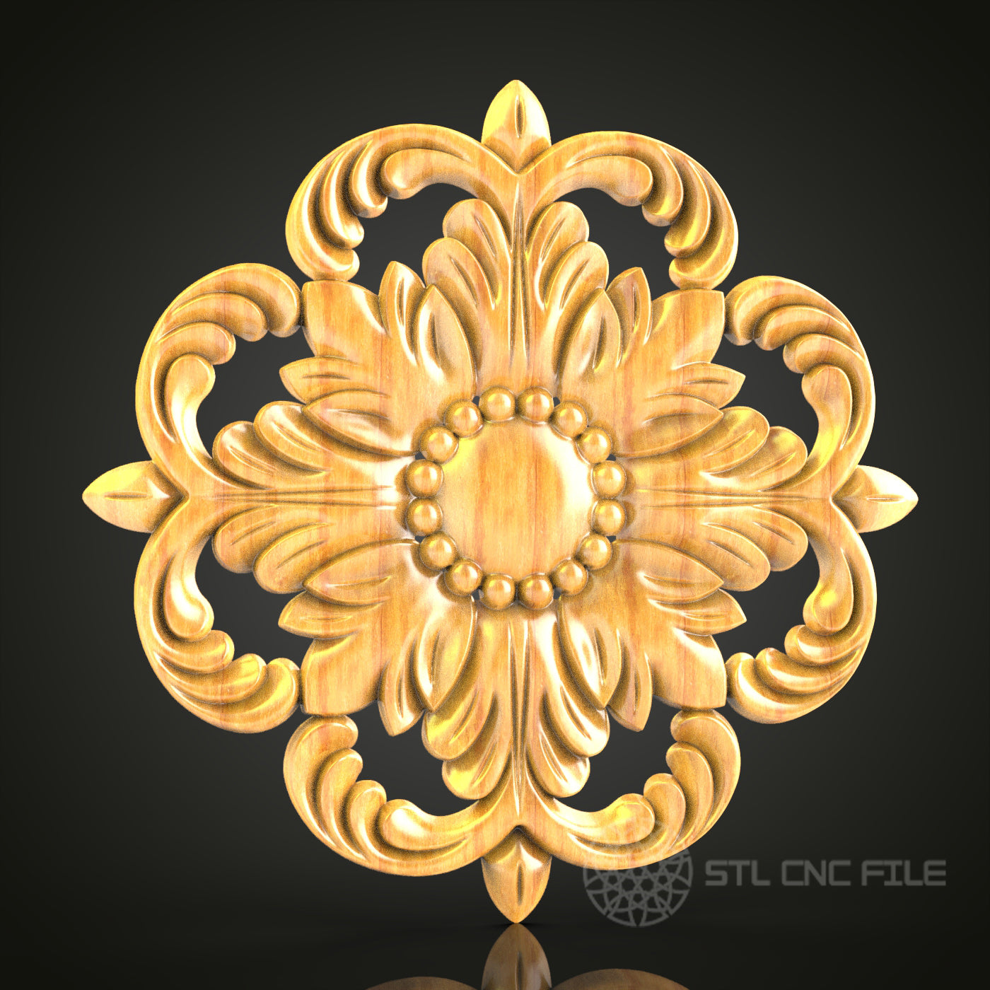 STL Model Flower Motif - CNC Router Engraver Files for Artcam, Aspire - Wood Art Wall Decor