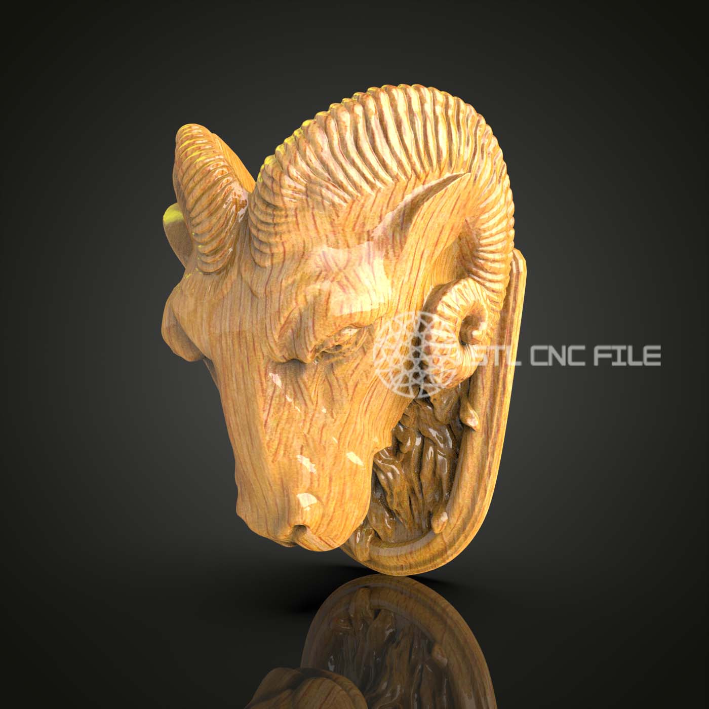 Serene Sheep Bust - Ram STL Model for CNC, Artcam/Aspire Sheep Carving, Rustic Wood Wall Decor