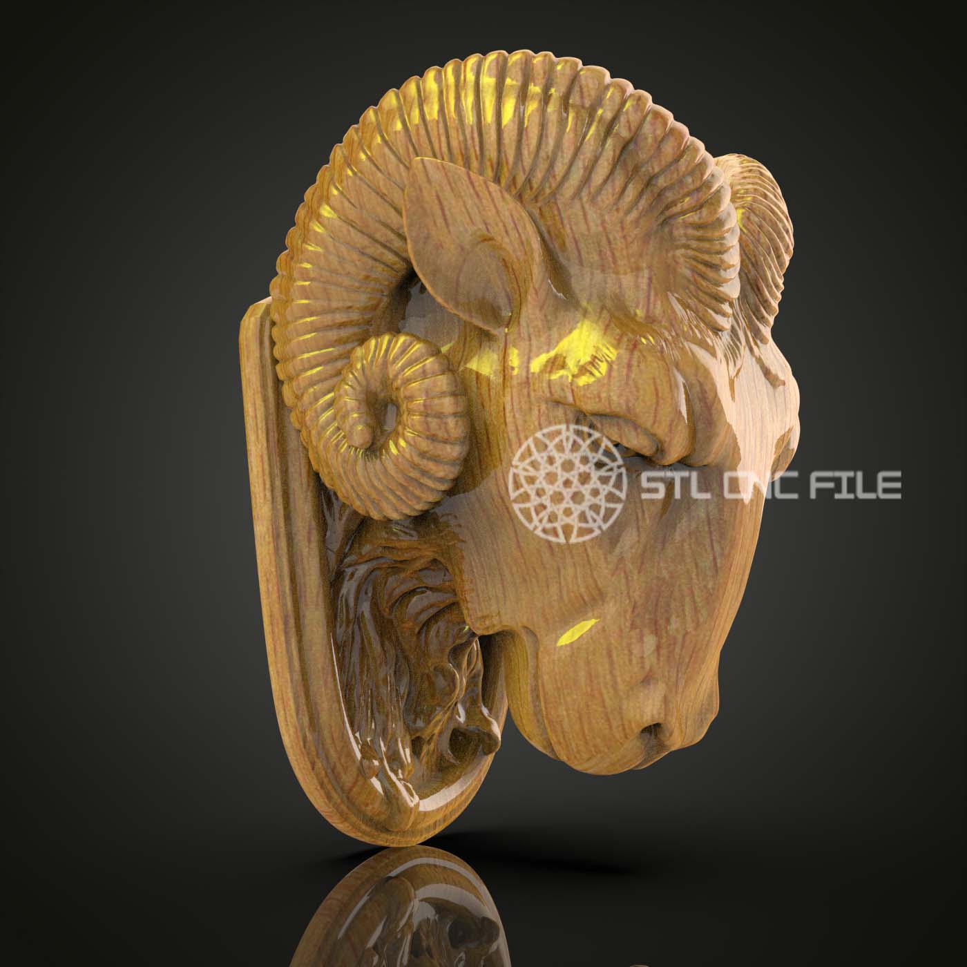 Serene Sheep Bust - Ram STL Model for CNC, Artcam/Aspire Sheep Carving, Rustic Wood Wall Decor