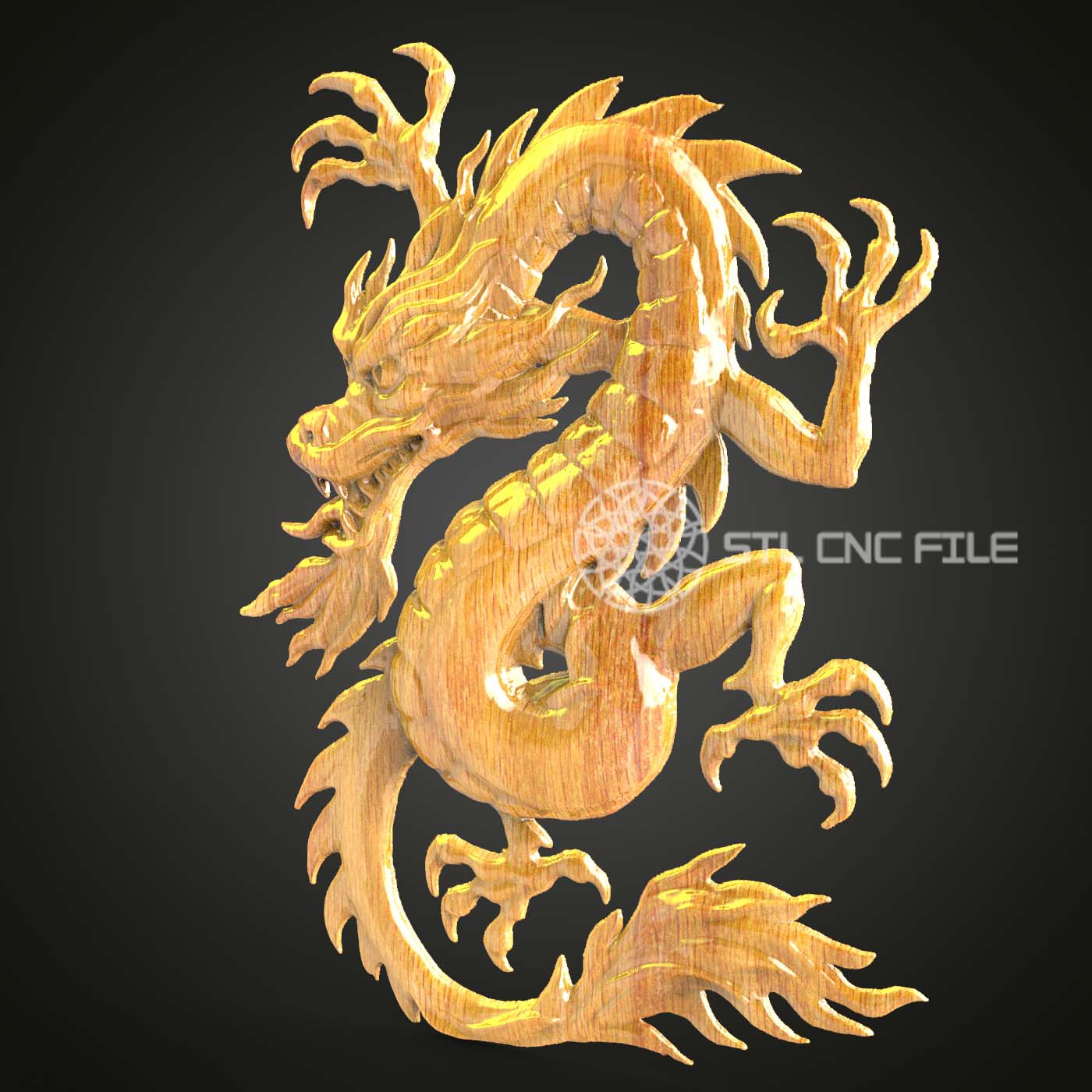 Serpentine Dragon Ouroboros STL, CNC Router Engraving, Artcam