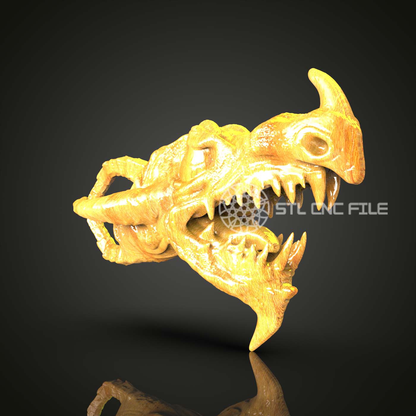 Fierce Dragon Skull STL Model - CNC Router Engraver Files for Artcam, Aspire | Fantasy Wood Art, Skull Decor CNC