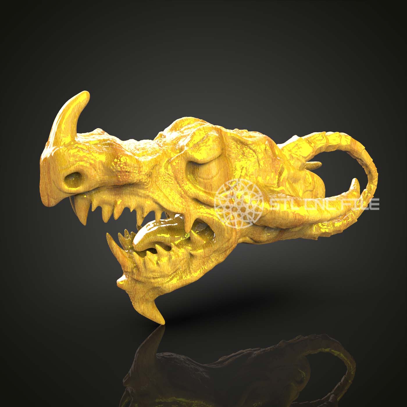 Fierce Dragon Skull STL Model - CNC Router Engraver Files for Artcam, Aspire | Fantasy Wood Art, Skull Decor CNC