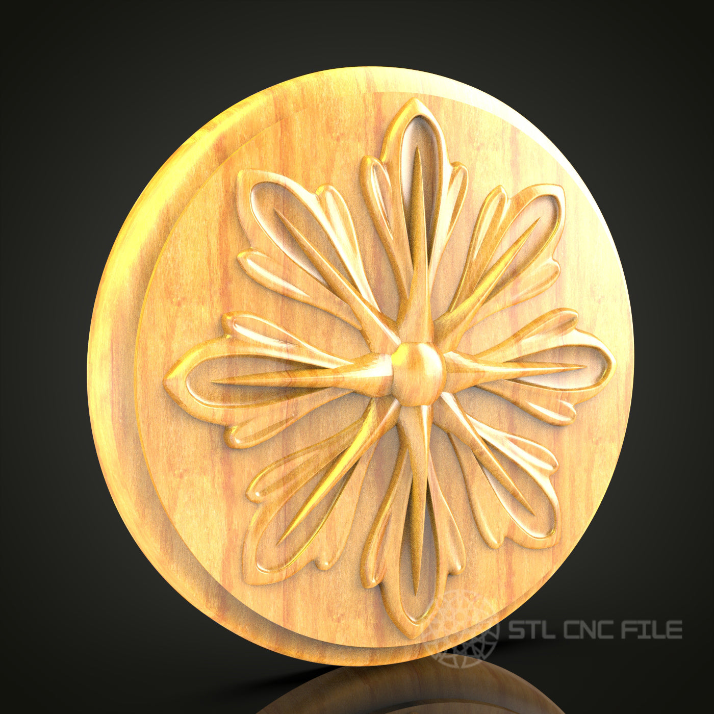 Sleek Floral Oval STL Model, CNC Router Engraver Design, Artcam Aspire Decorative Wood Art