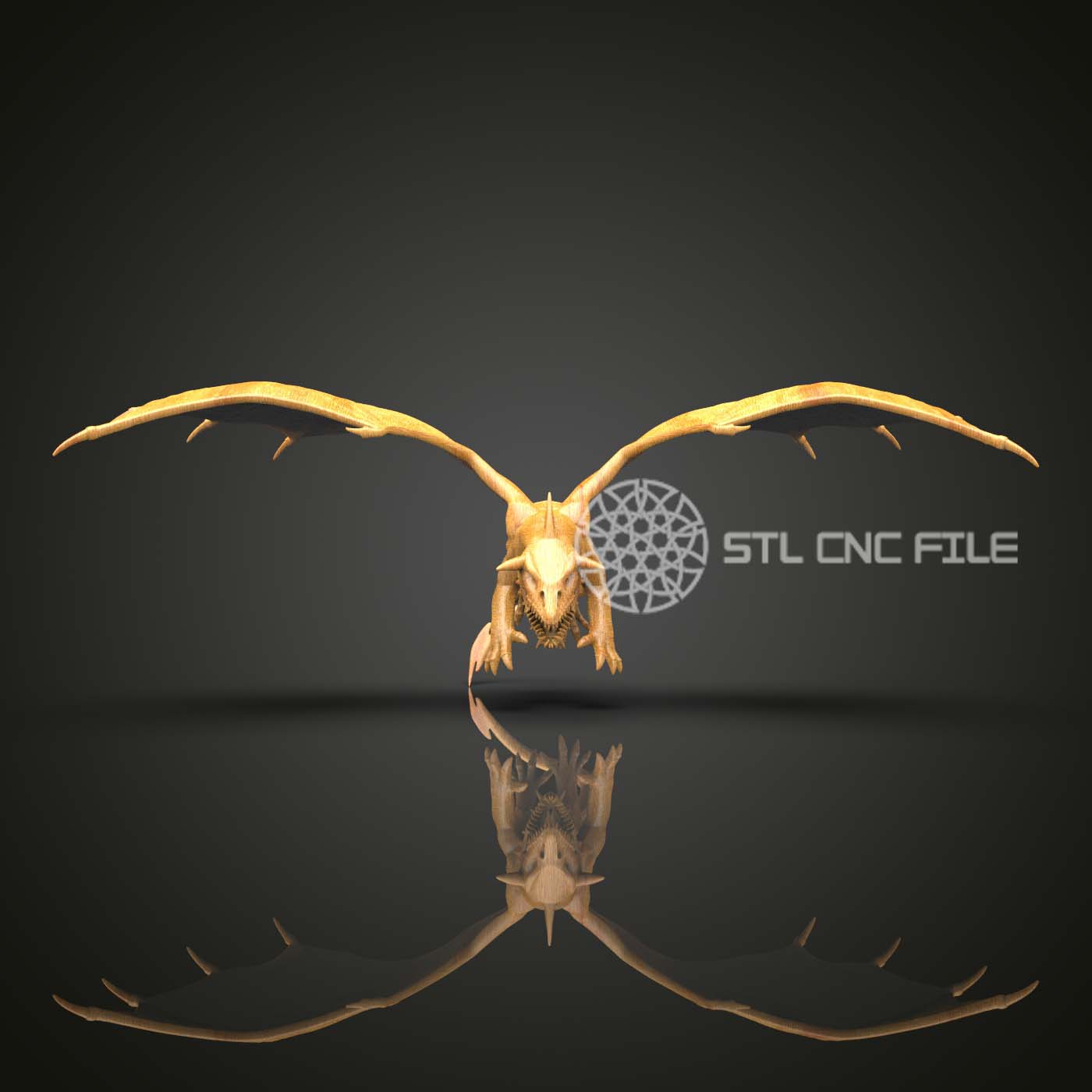 Soaring Dragon STL Model for CNC Routers, Dynamic Wood Art File, Artcam & Aspire Compatible, Mythical Beast Wall Decor Design