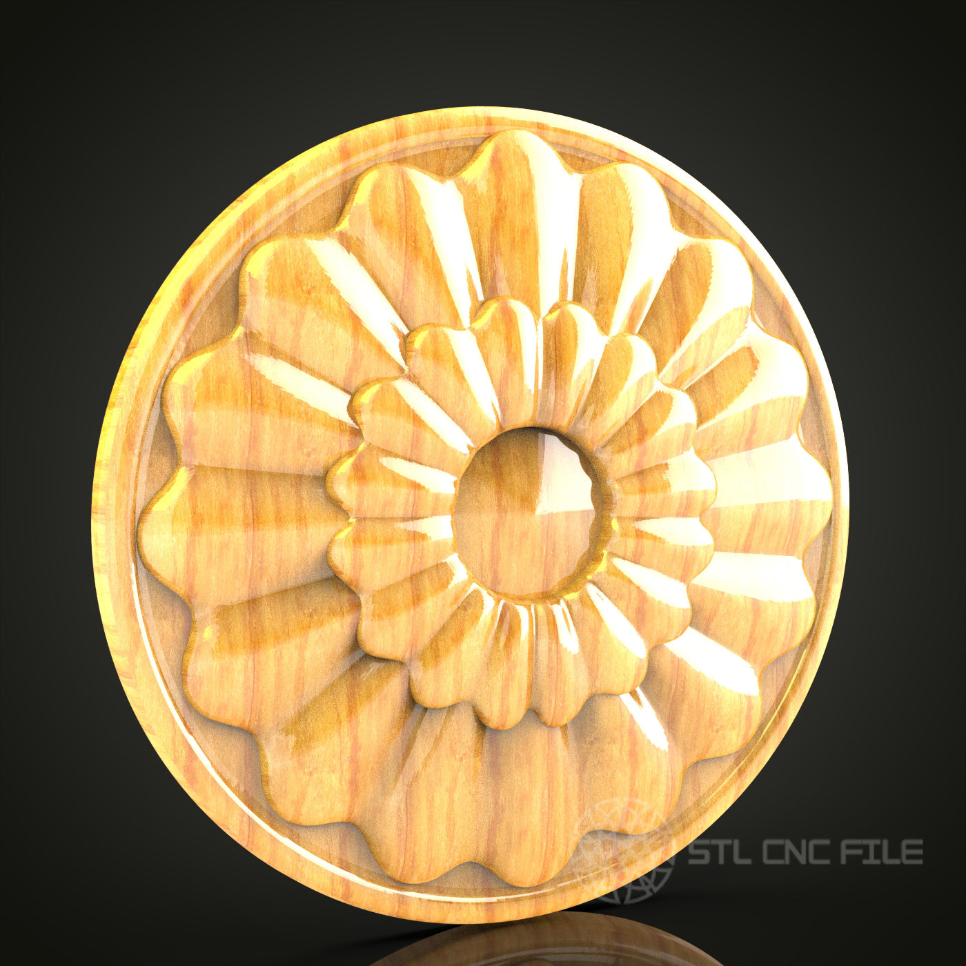 Sunburst Flower STL Model for CNC Router and Wood Engraving
