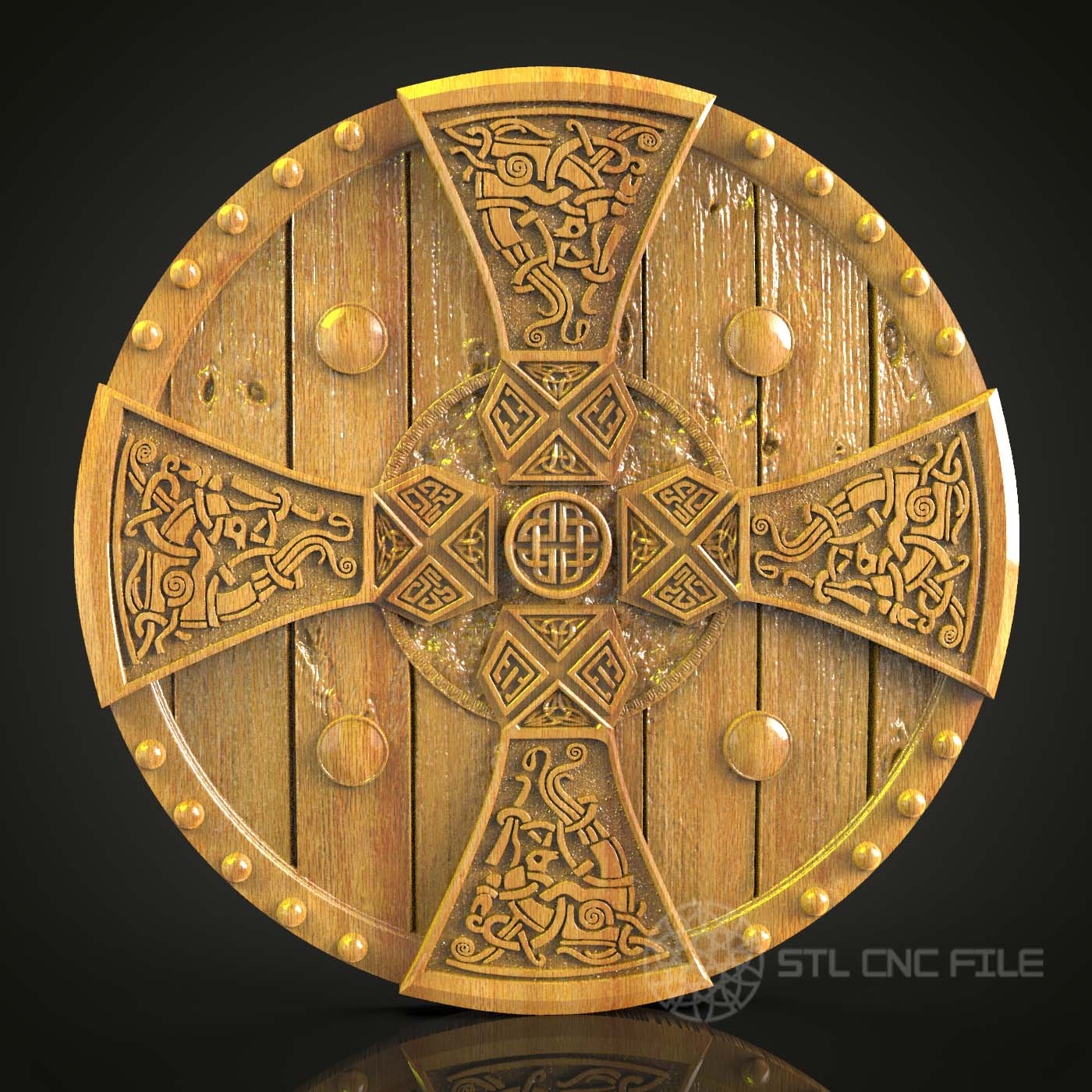 Viking Shield STL Model - CNC Router Engraving Files, Artcam & Aspire Compatible, Wood Art for Wall Decor, Norse-Inspired Digital CNC Patterns
