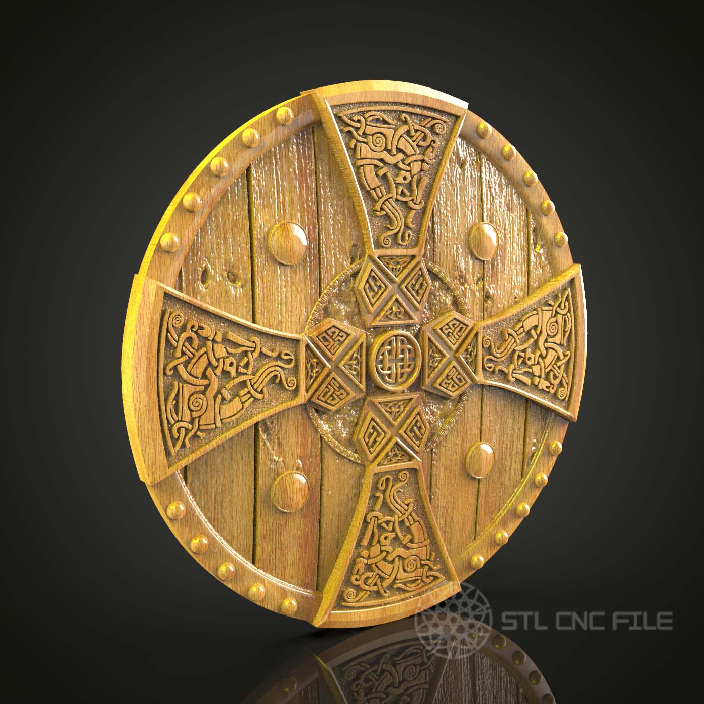 Viking Shield STL Model - CNC Router Engraving Files, Artcam & Aspire Compatible, Wood Art for Wall Decor, Norse-Inspired Digital CNC Patterns