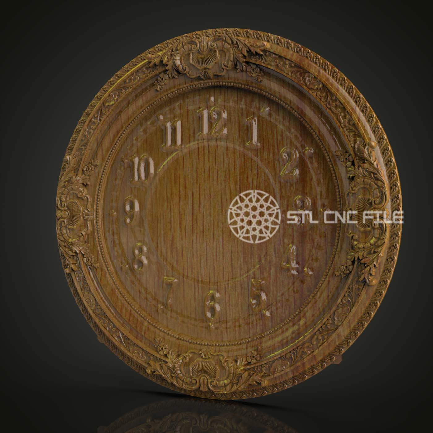 Ornate Victorian Clock STL Model - CNC Engraving Files for Classic Watch, Detailed Wall Decor Artcam Aspire