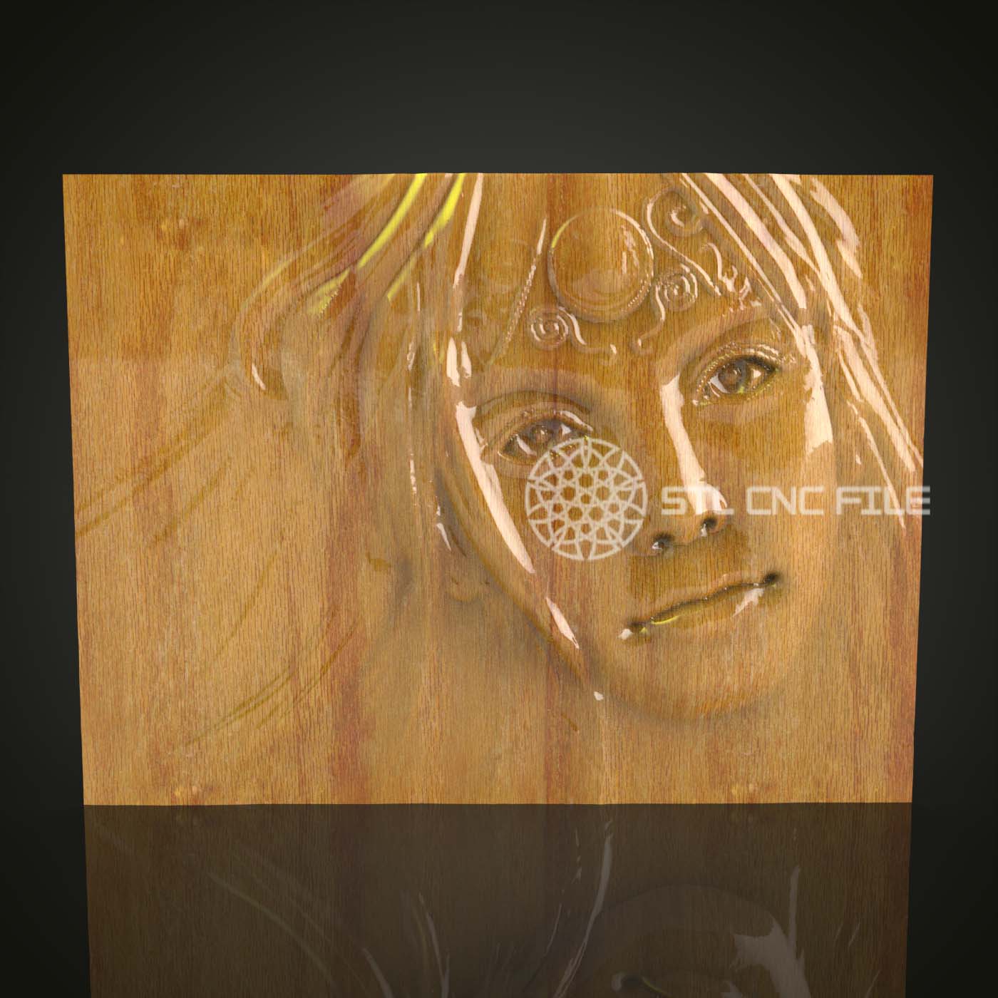 Visage Élégant en Bois STL pour CNC, Modèle de Sculpture Féminine 3D, Fichiers Artcam Aspire, Décoration Murale Artistique, Art sur Bois CNC, Élégance Classique