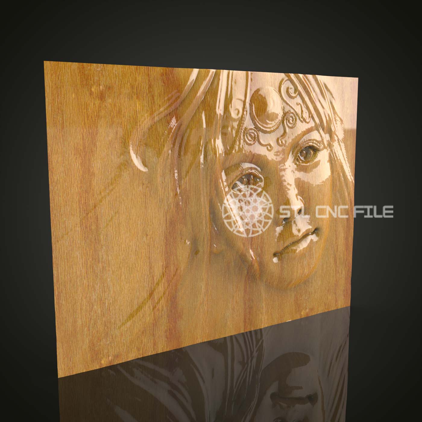 Visage Élégant en Bois STL pour CNC, Modèle de Sculpture Féminine 3D, Fichiers Artcam Aspire, Décoration Murale Artistique, Art sur Bois CNC, Élégance Classique
