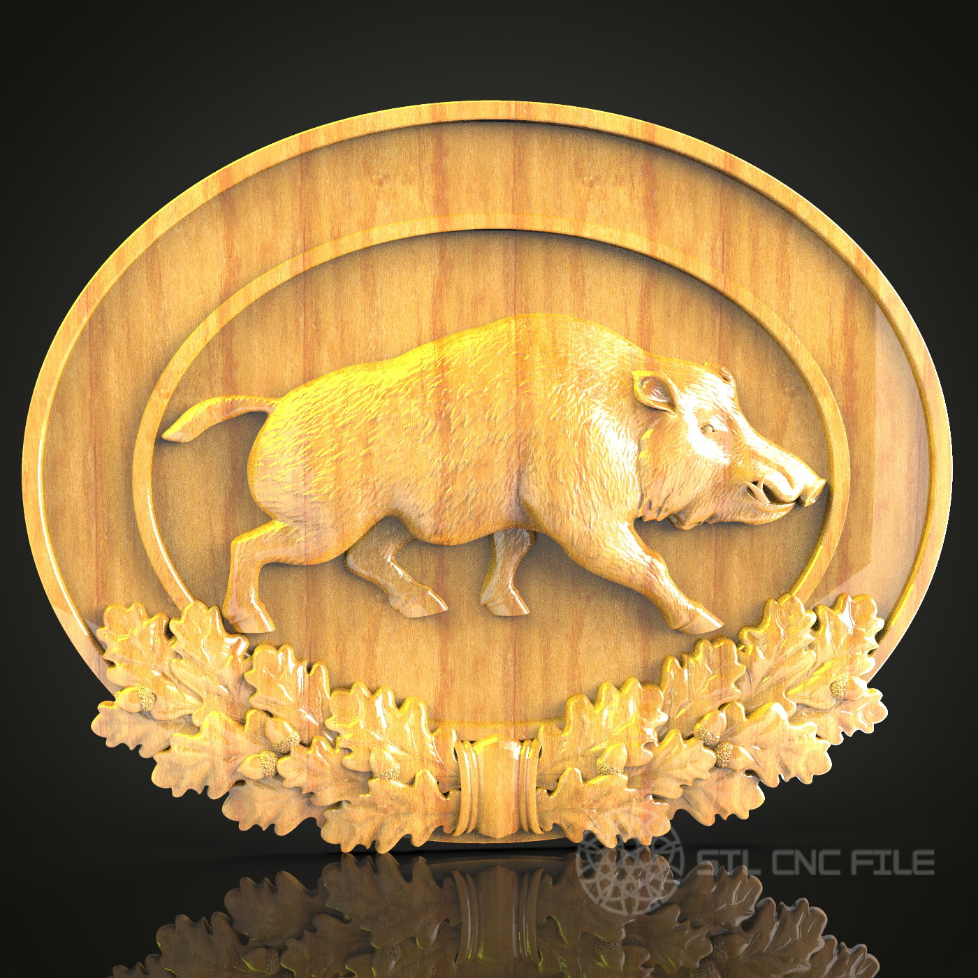 Wild Boar Wood Carving STL Model for CNC Routers, Artcam Aspire Engraving Files, Forest Themed Wall Decor, Rustic Wildlife Art Download