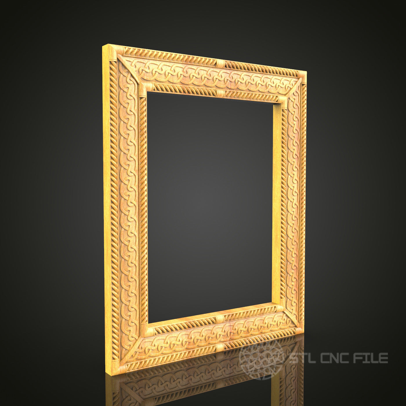 Wave Pattern Frame STL Model for CNC Router - Compatible with Artcam, Aspire Wood Carving & Wall Art