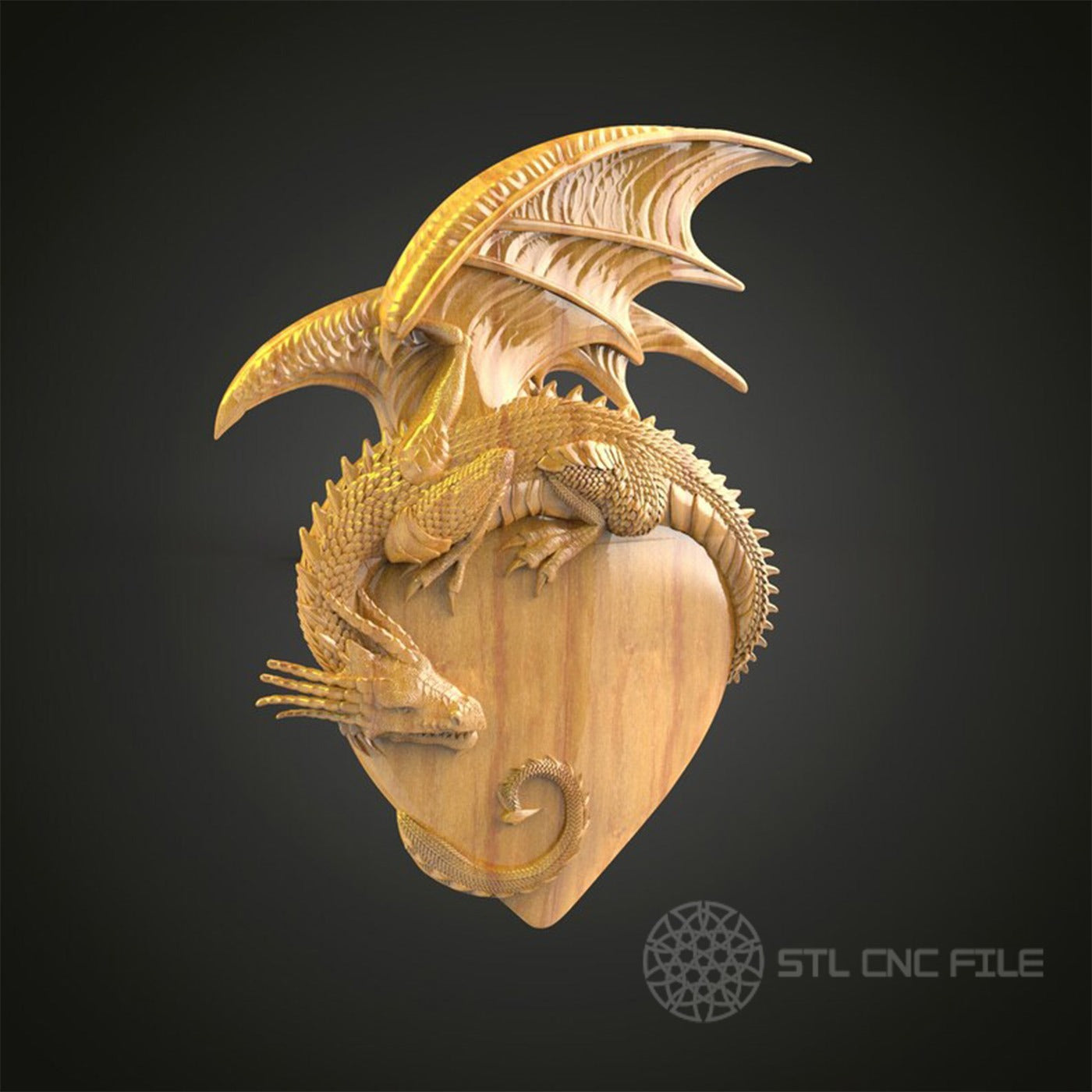 Dramatic Dragon Skull - 3D STL Model for CNC, Gothic Fantasy Engraving, Artcam Aspire Files, Wood Carving Wall Decor, Mythical CNC Artwork