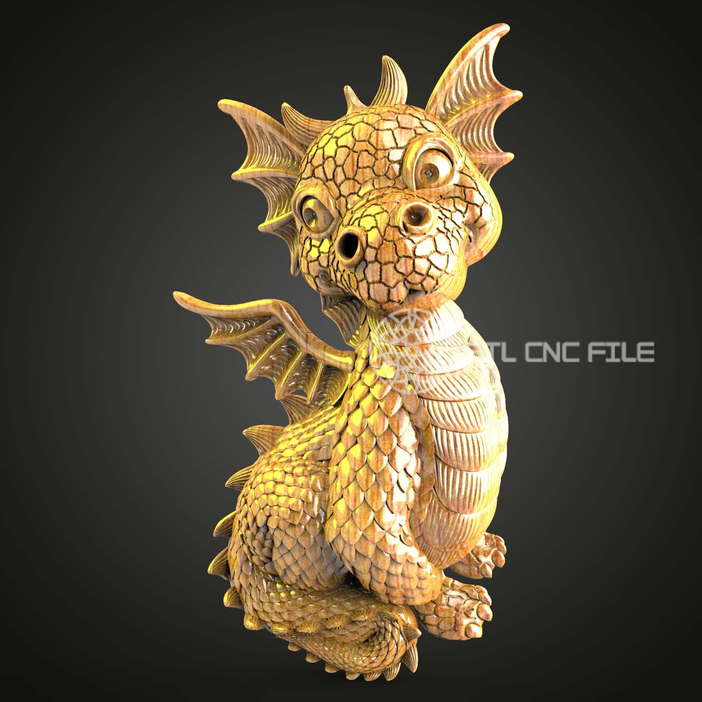 Whimsical Dragon Hatchling STL File, CNC Router Engraving, Artcam Aspire 3D Model, Wood Carving Art, Fantasy Wall Decor, CNC Design
