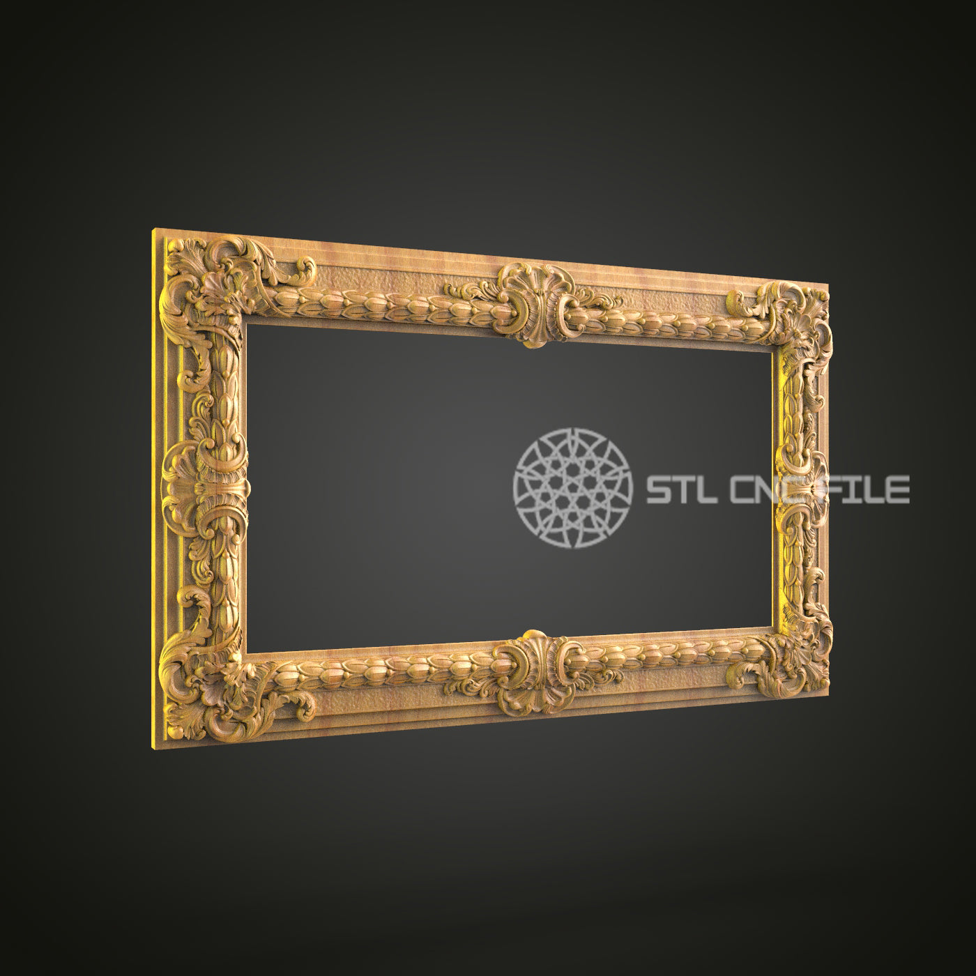 Elegant Baroque Frame STL Model for CNC Router - Wood Art & Wall Decor Files for Artcam, Aspire