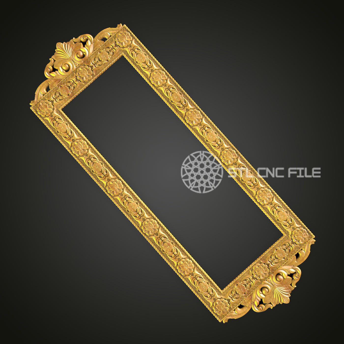 Baroque Style Gold CNC Engraved Frame - Luxurious Wood Carving, Ornate Mirror Frame