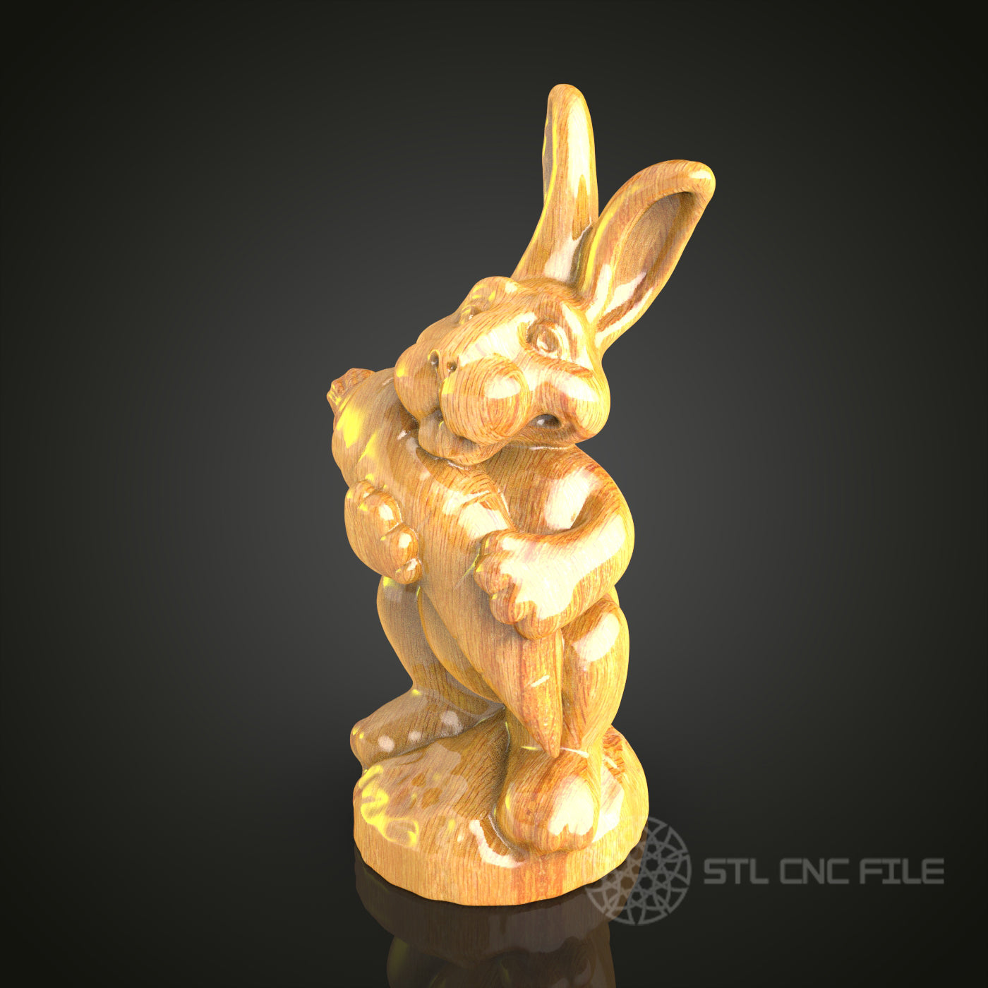 Rabbit Sculpture 3D STL Model for CNC Router - Whimsical Wood Art, Digital CNC Files for Artcam, Aspire