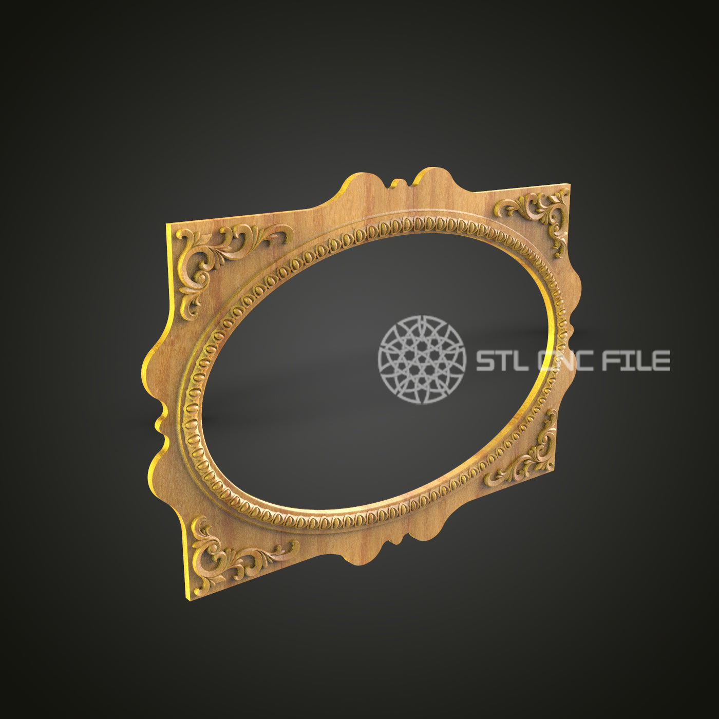 Exquisite Rococo Golden Mirror Frame STL for CNC Wood Carving – Artcam, Aspire Compatible