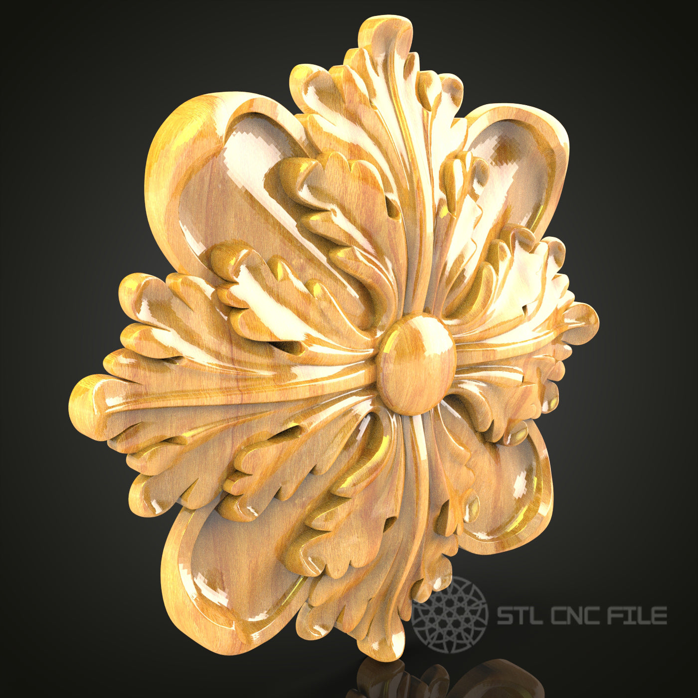 Classic Baroque Style CNC Router STL Model - Intricate 3D Wood Carving