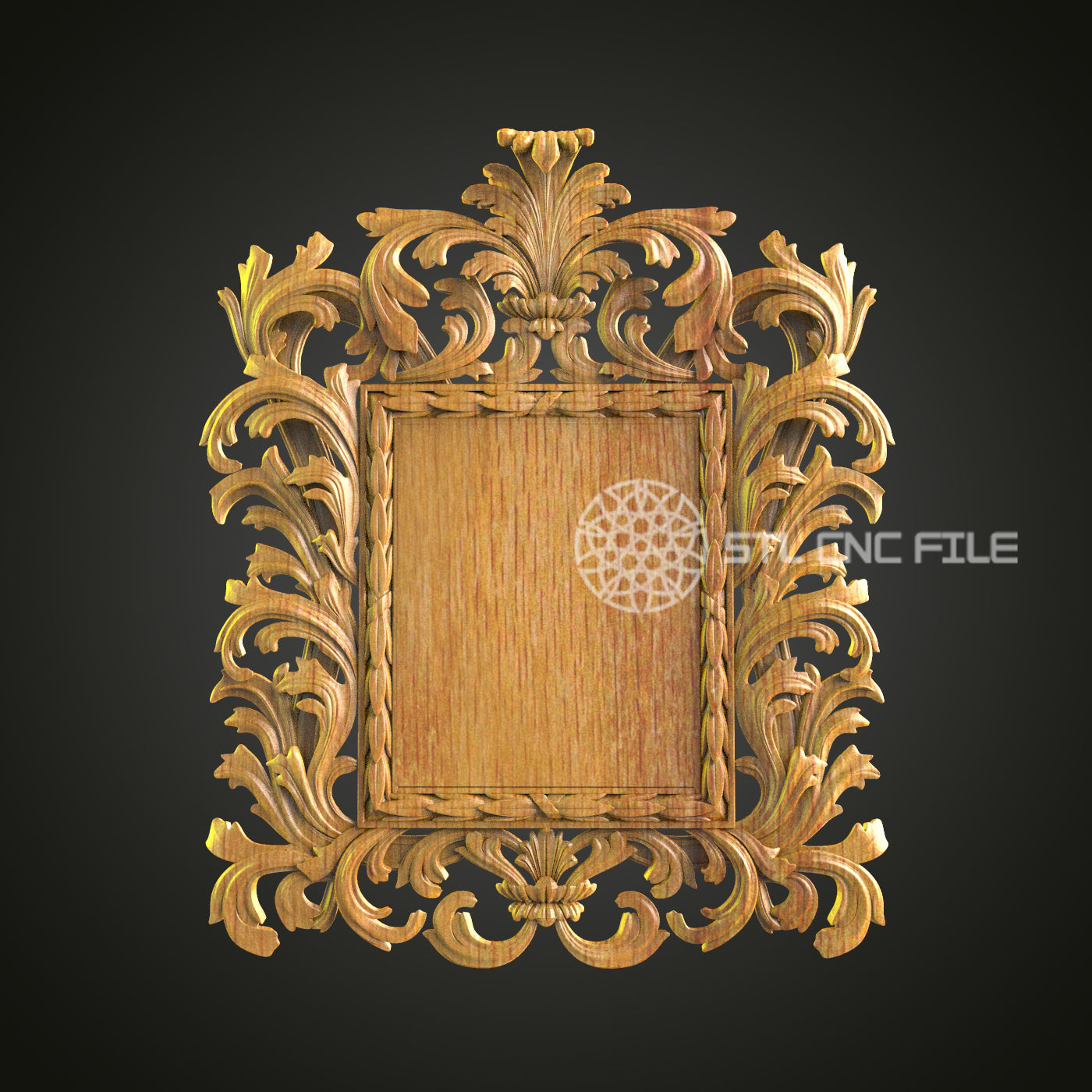Baroque Style CNC Engraved Frame - Luxurious Wood Carving, Ornamental Decor Art