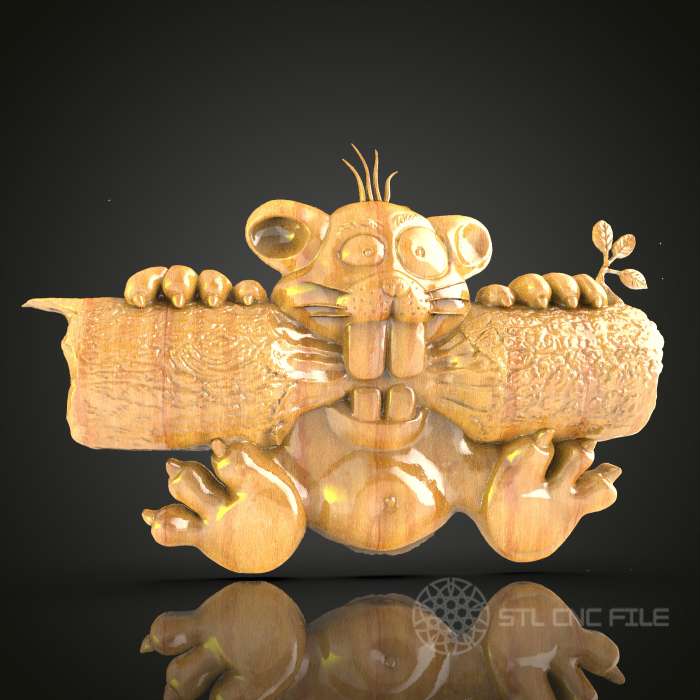 Whimsical Rat 3D STL Model for CNC Router - Playful Wood Art, CNC Files for Artcam, Aspire