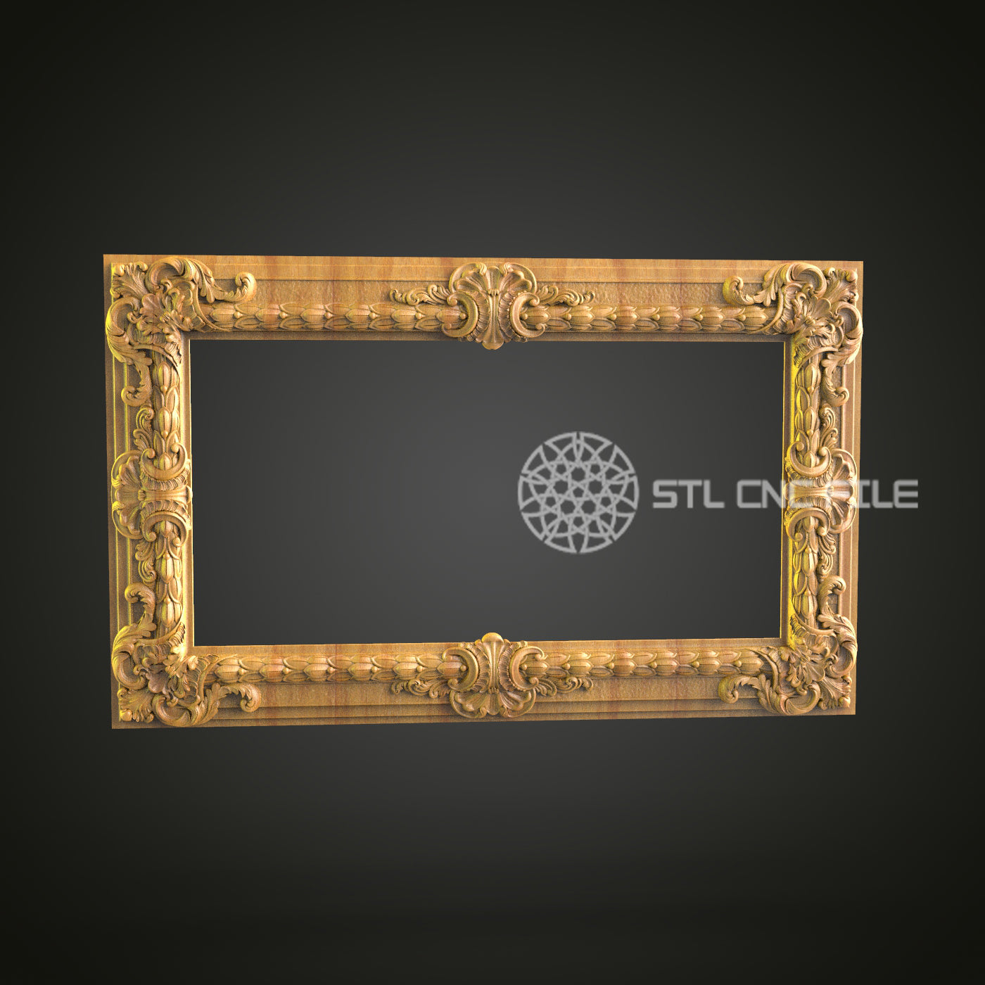 Elegant Baroque Frame STL Model for CNC Router - Wood Art & Wall Decor Files for Artcam, Aspire