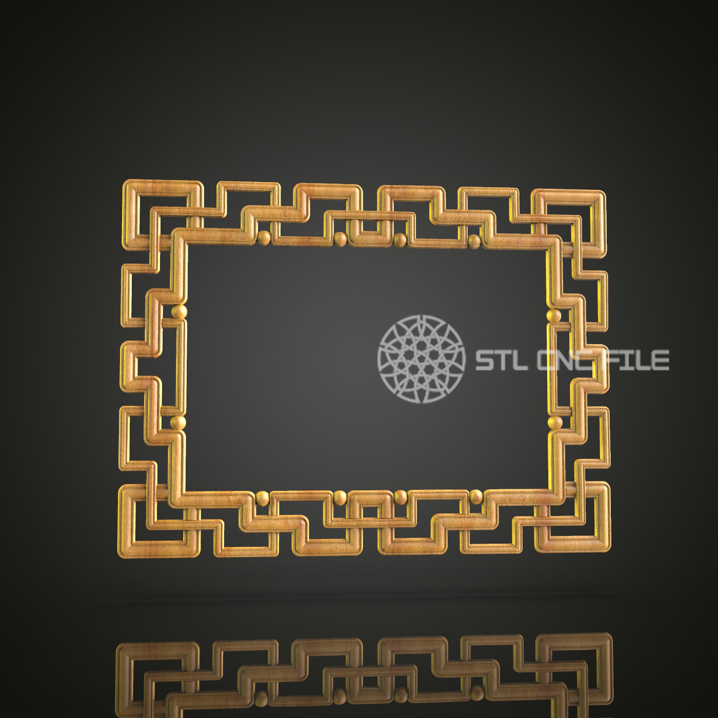 Modern Geometric Mirror Frame STL File, CNC Router Ready for Stylish Home Decor