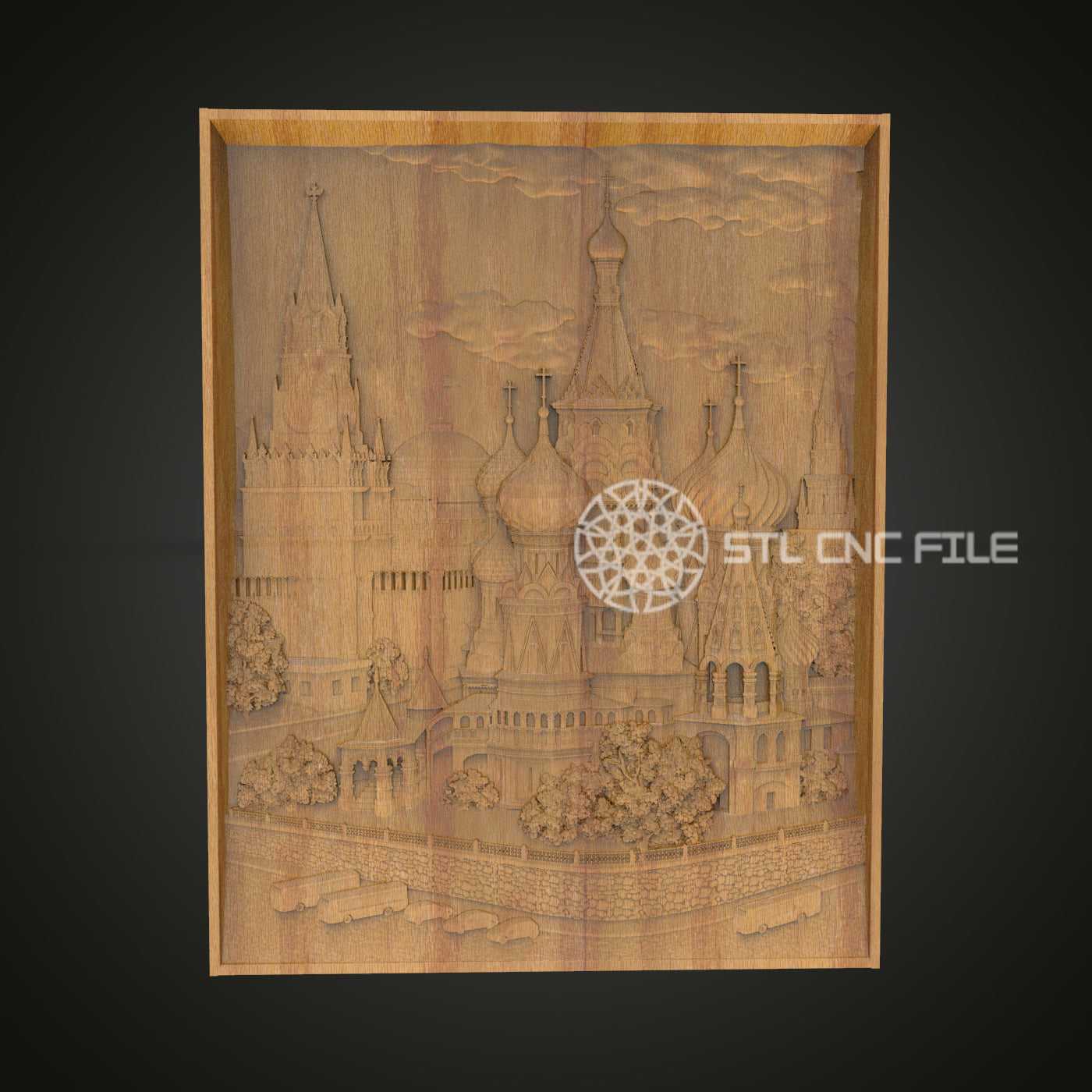Steampunk Cityscape STL Model for CNC - Intricate Wood Carving of Iconic Landmarks