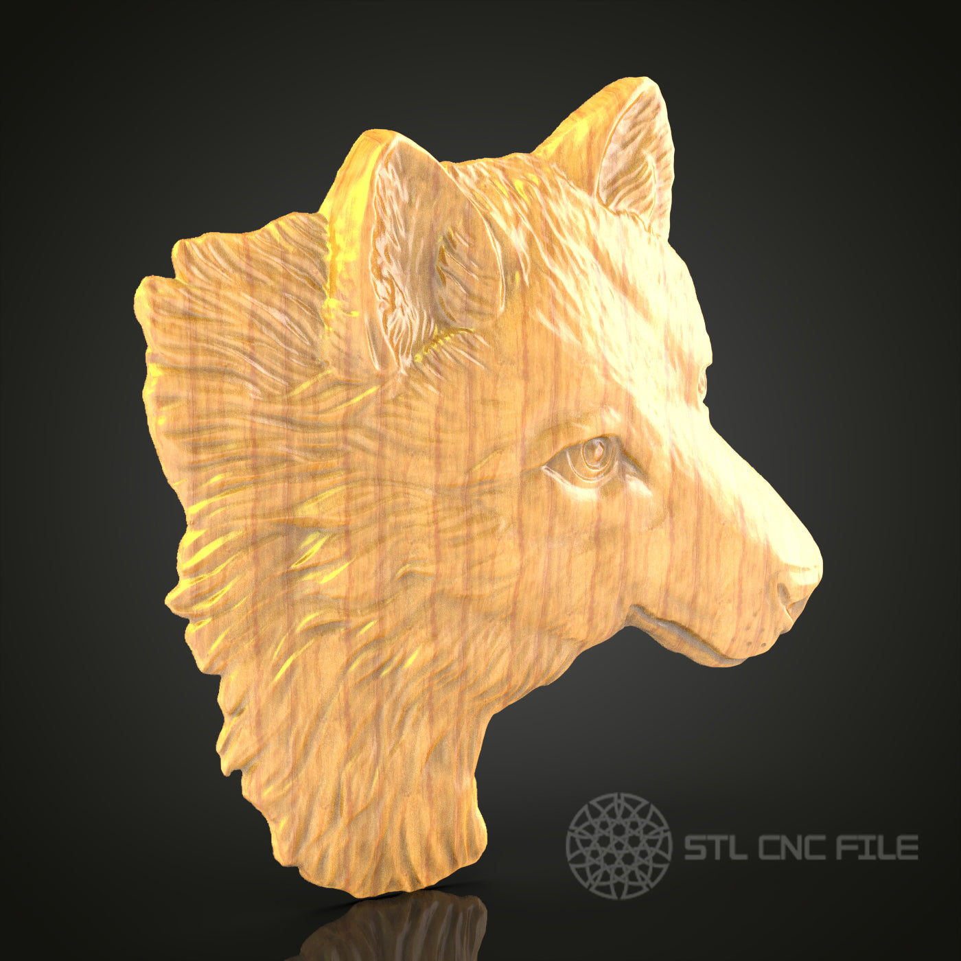Wolf Head 3D STL Model for CNC Carving - Wood Art, Animal Sculpture, CNC Files, Wall Decor, Wildlife Art