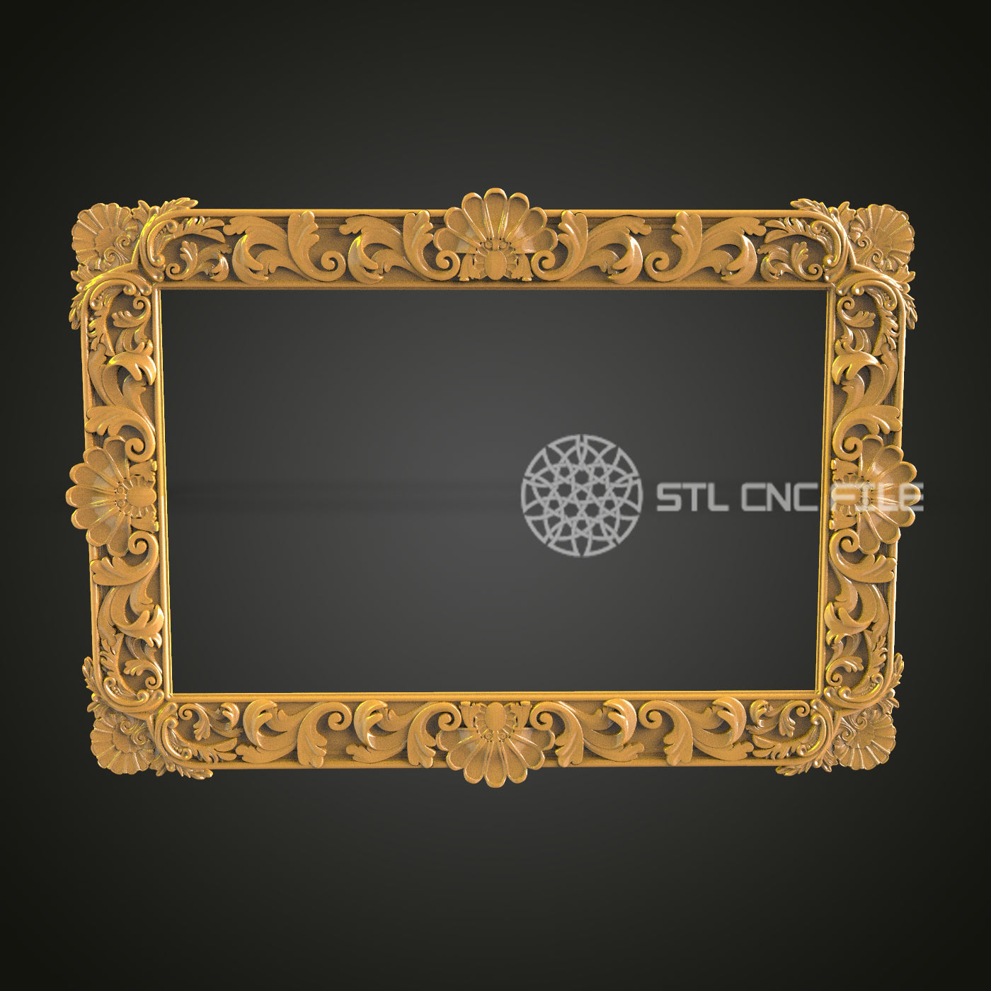 Ornate CNC Router Frame STL Model for Artcam and Aspire, Wood Wall Decor Engraving Files