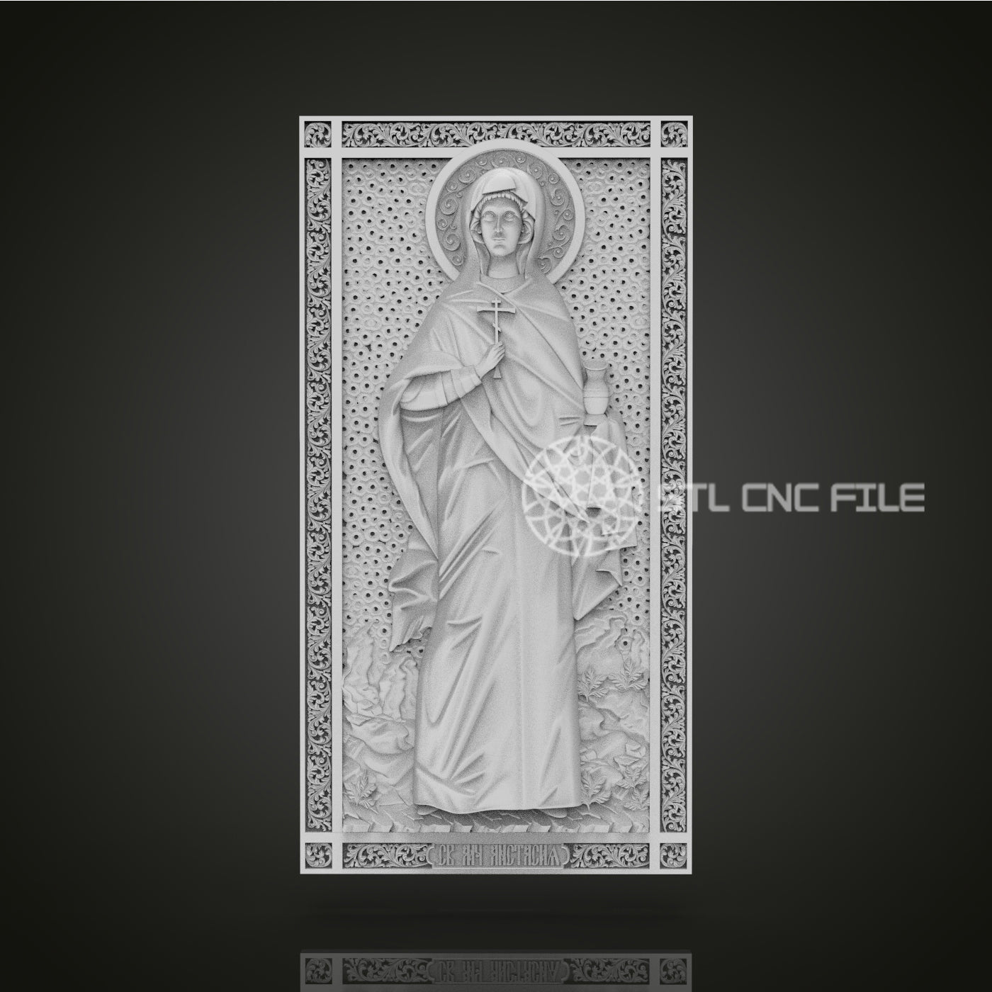 Religious Icon Relief STL File, Detailed CNC Carving Design for Artcam, Aspire, Spiritual Art Panel