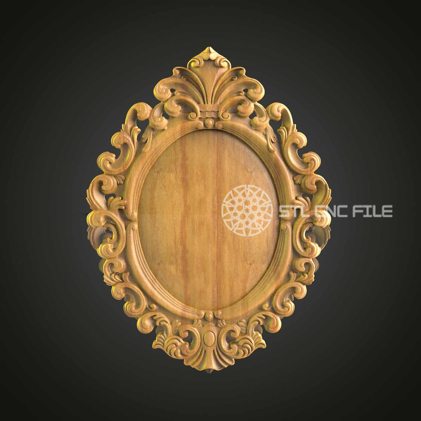 Elegant Baroque Wooden Frame STL Model for CNC Router – Digital File for Artcam, Aspire
