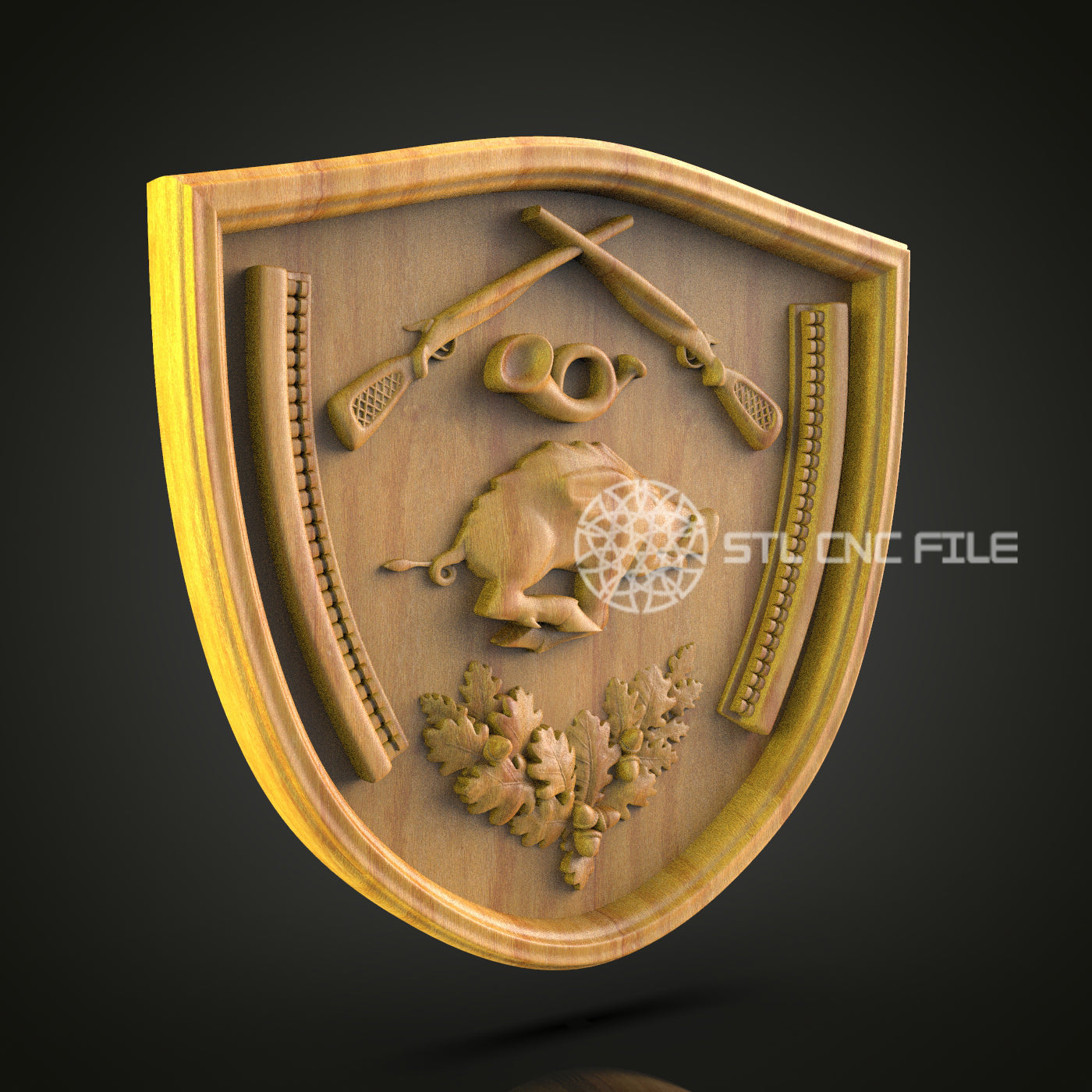 Golf Enthusiast Crest CNC Engraved - Wood Carved Sports Shield, Golf Decor Art